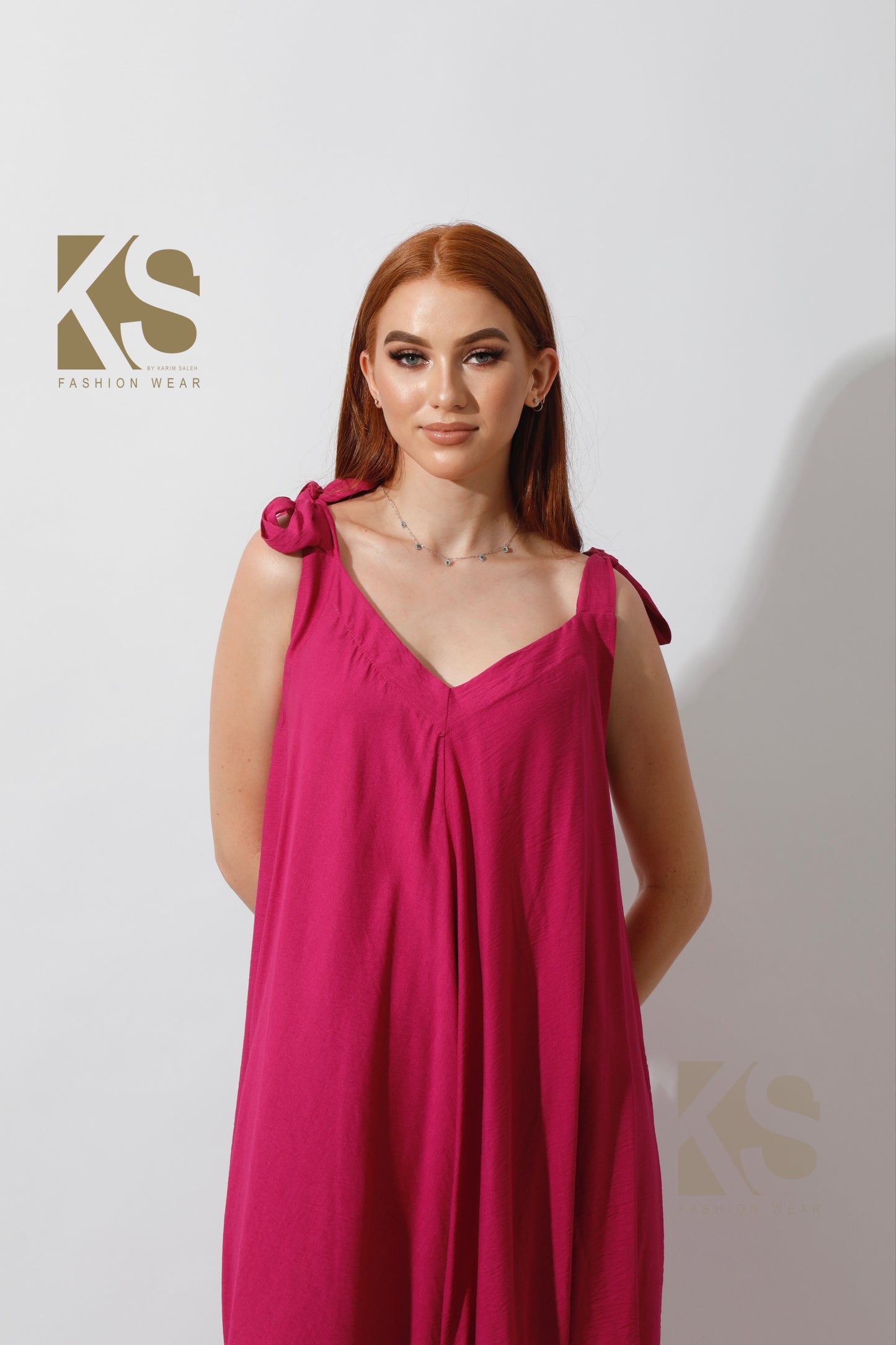 Tied Up Lose Jumpsuit - Barbie Pink