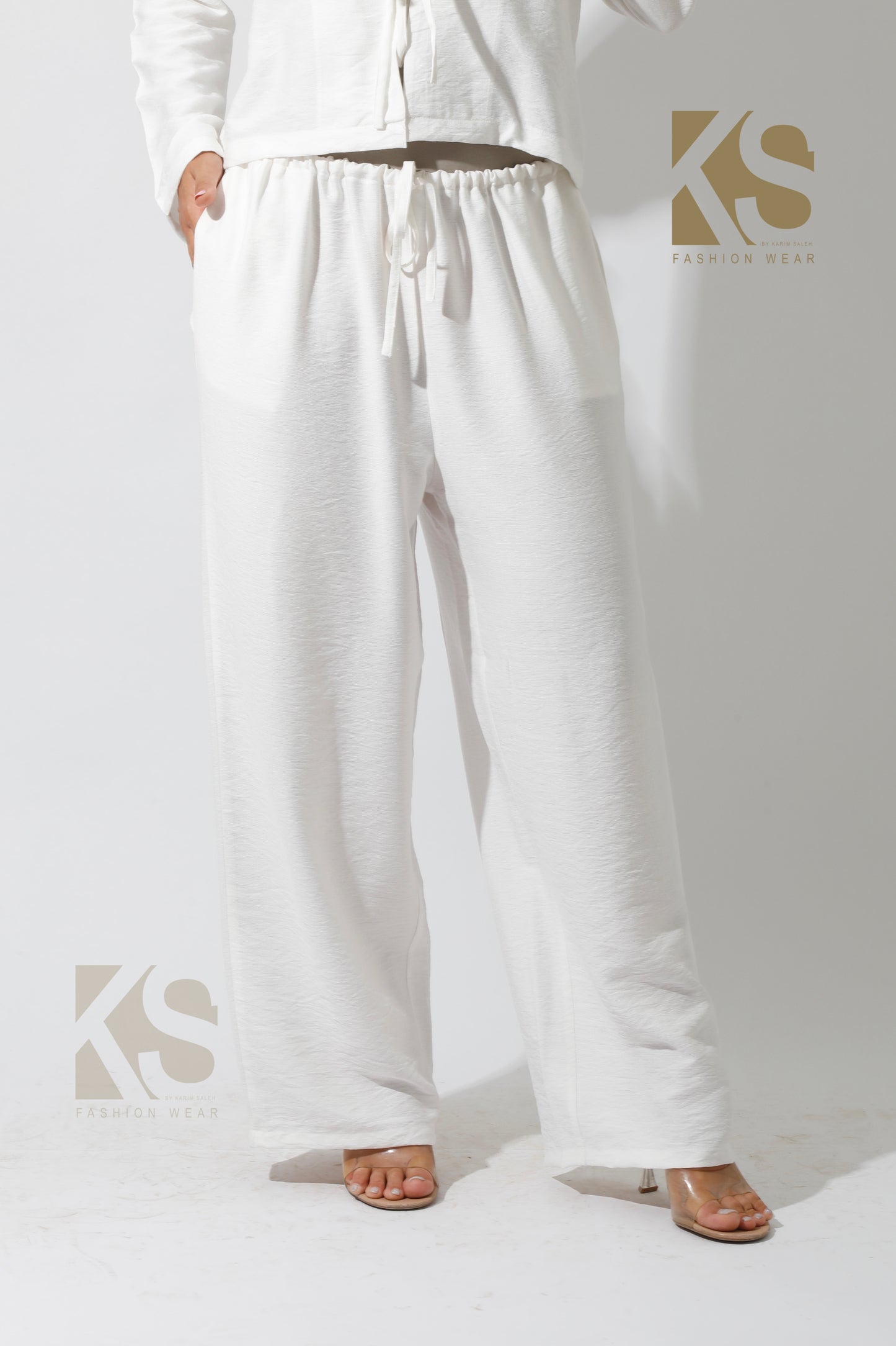 Co-Ord Lose Tied Pants - White