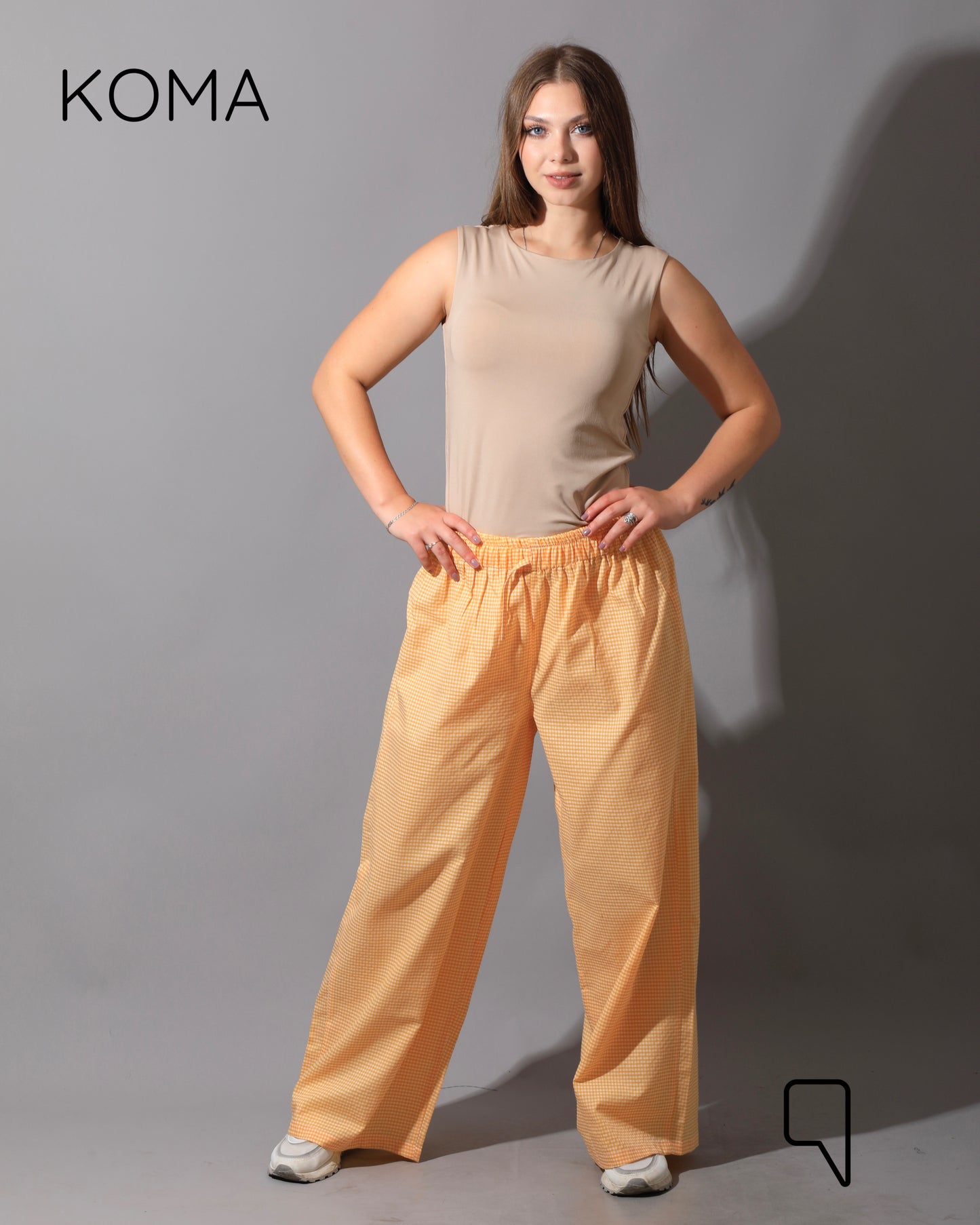 Plaid Straight Leg trousers - Plaid Yellow