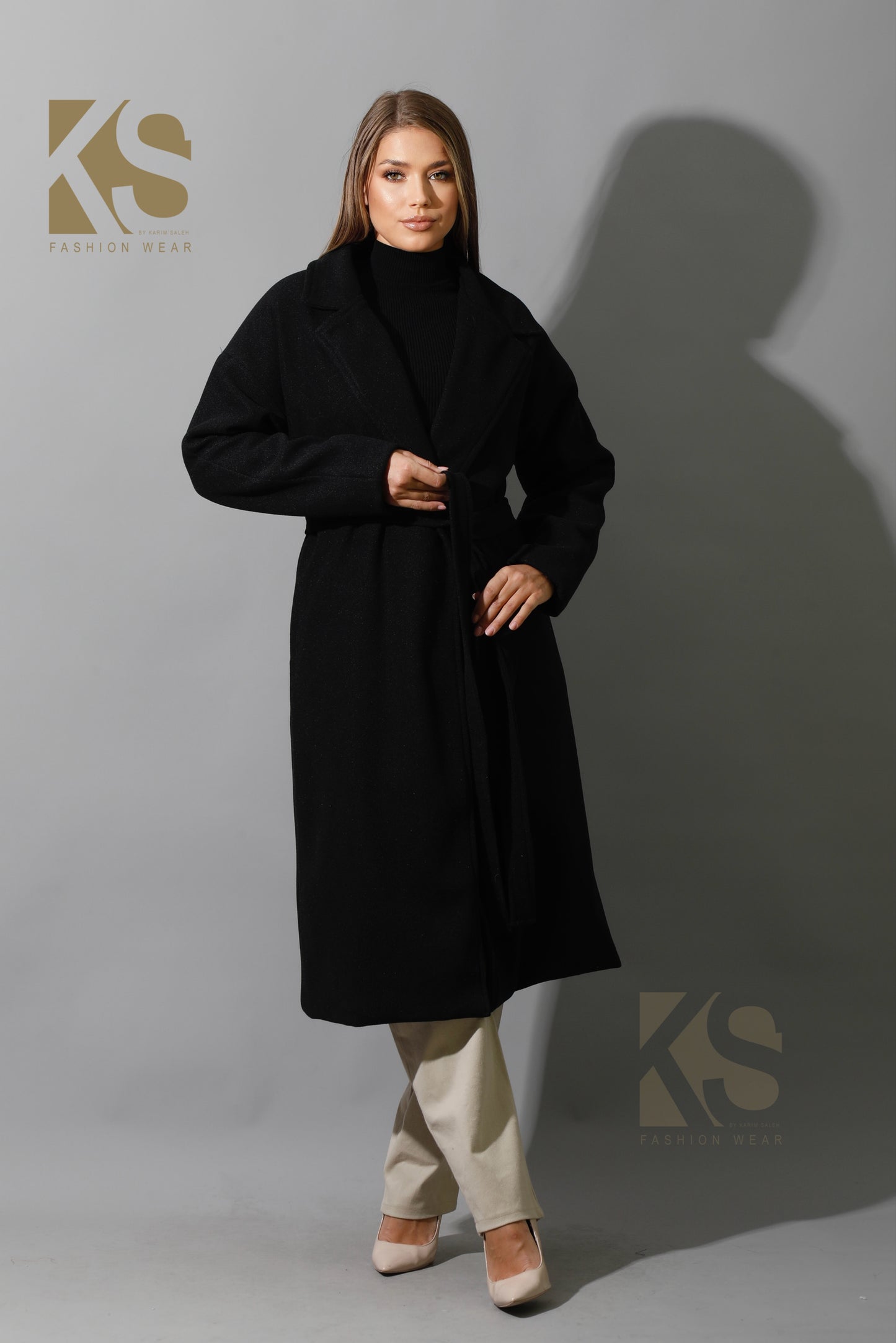 Oversized Wrapped Coat - Black