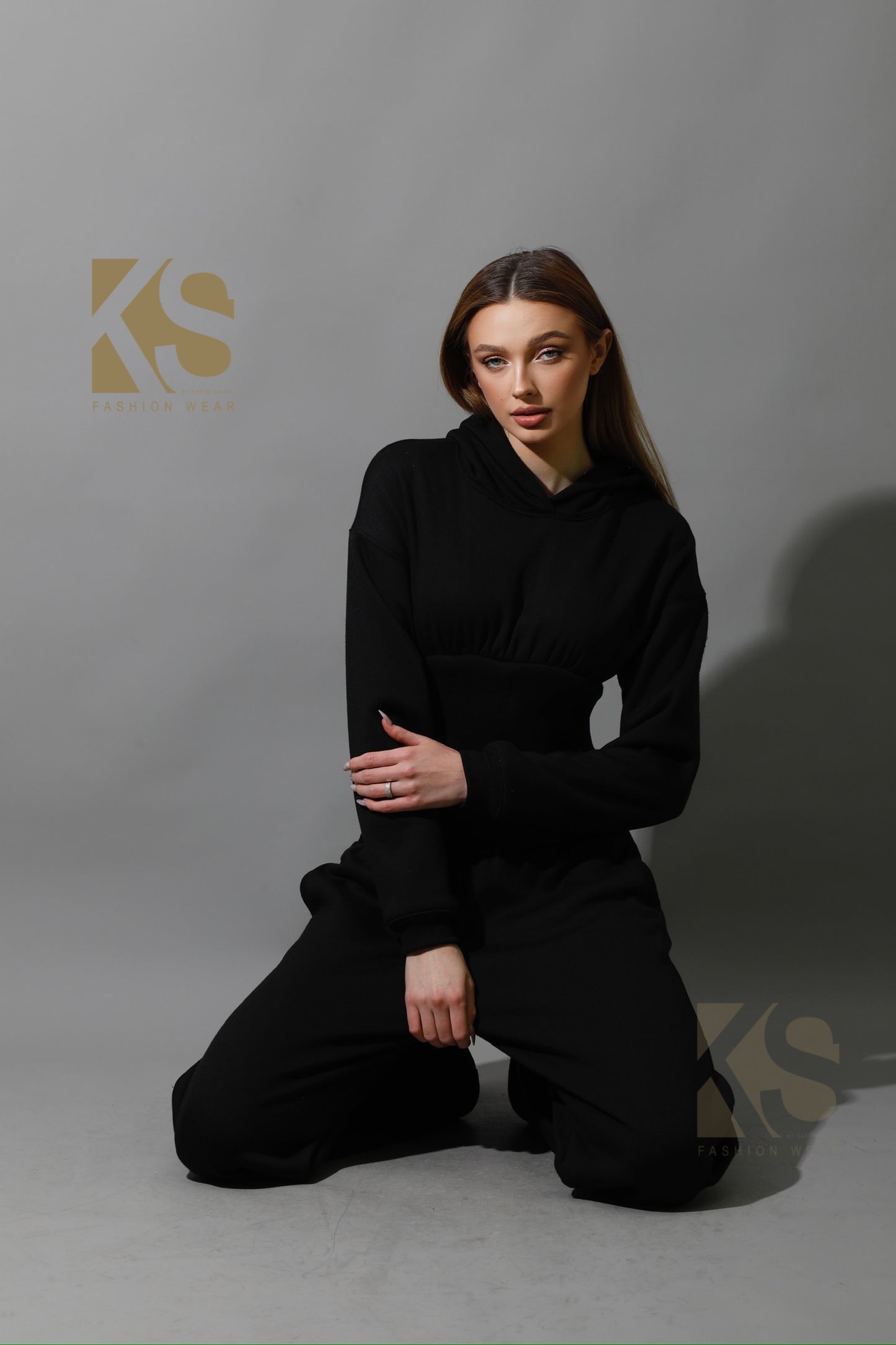 Corset Hoodie Set - Black