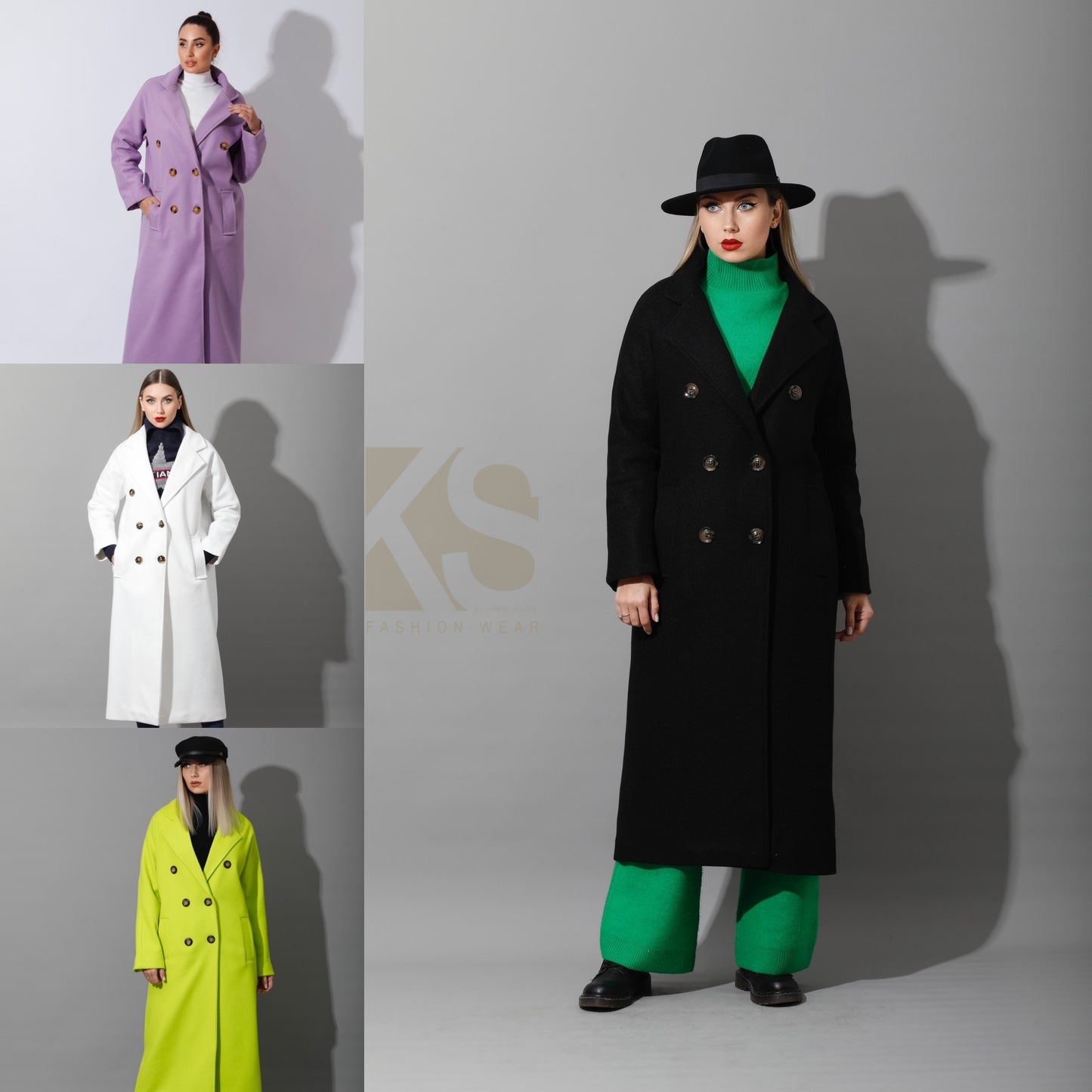 Darcy Long Double Breasted Coat - Black