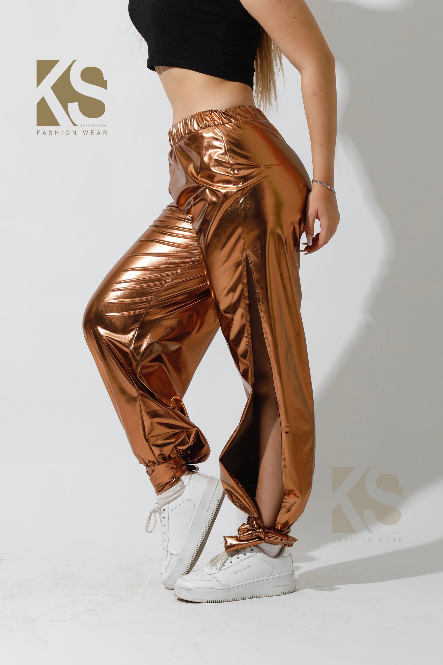 Side Slit Trousers - Dark Gold