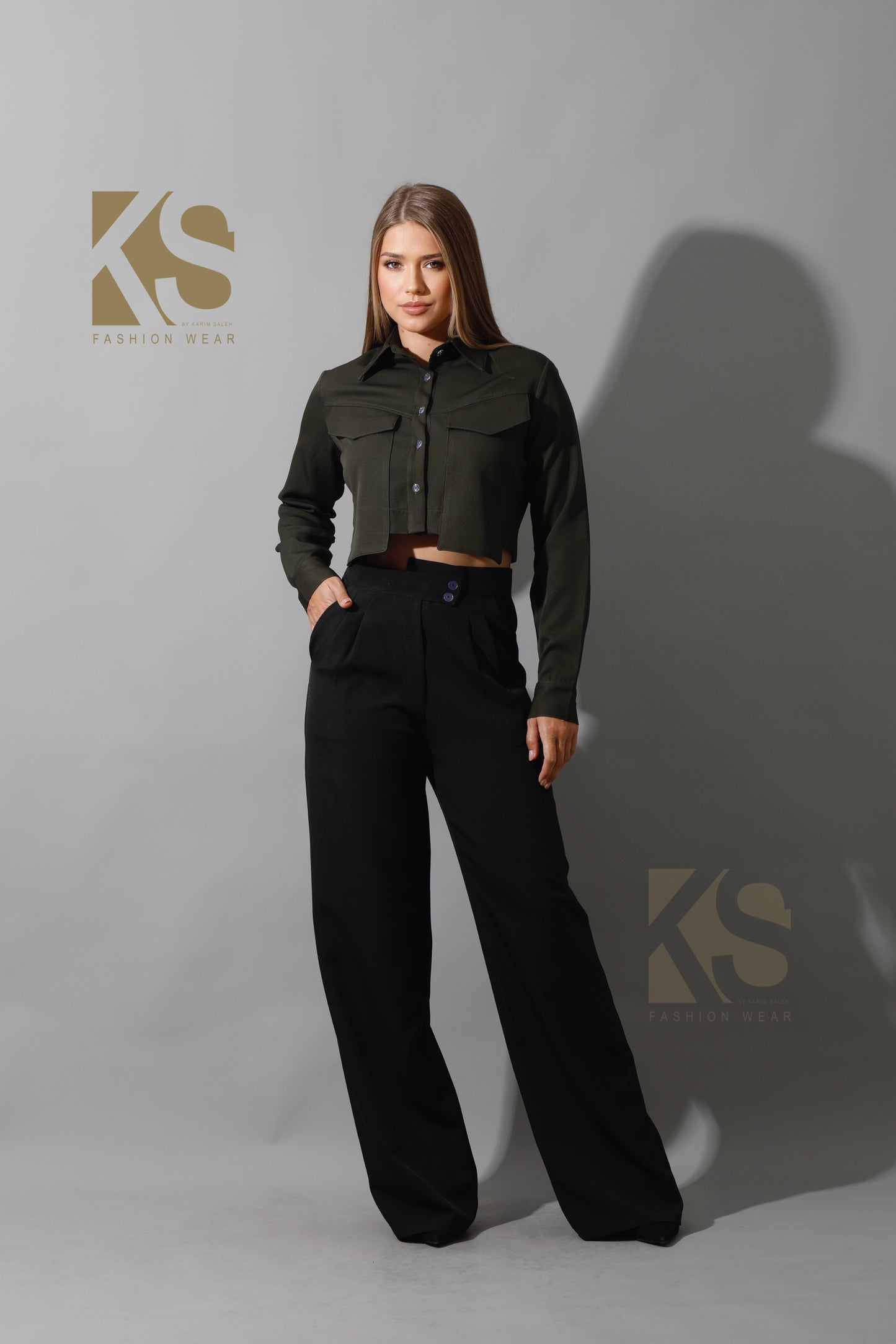 High Waist Wide Leg Trousers - Black