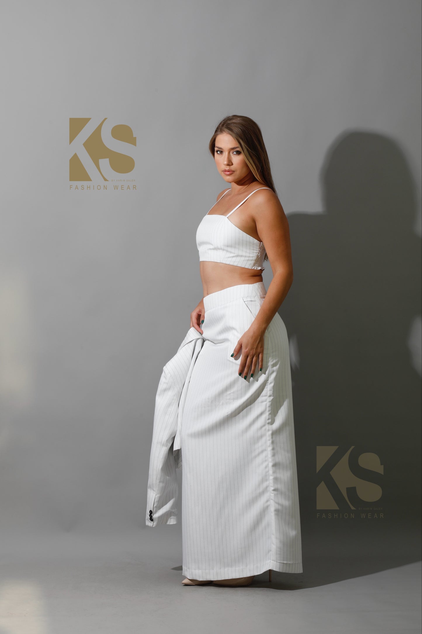 Striped Maxi Skirt Co-Ord - White