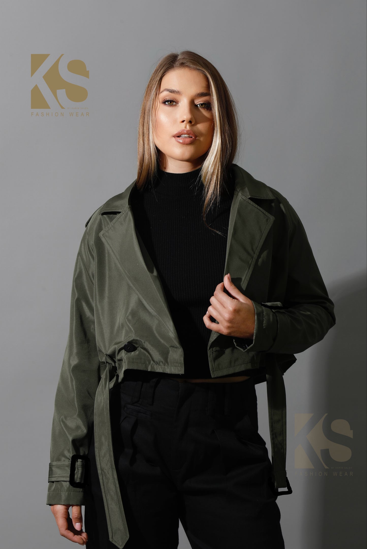 Double Breasted Trench Jacket - Olive