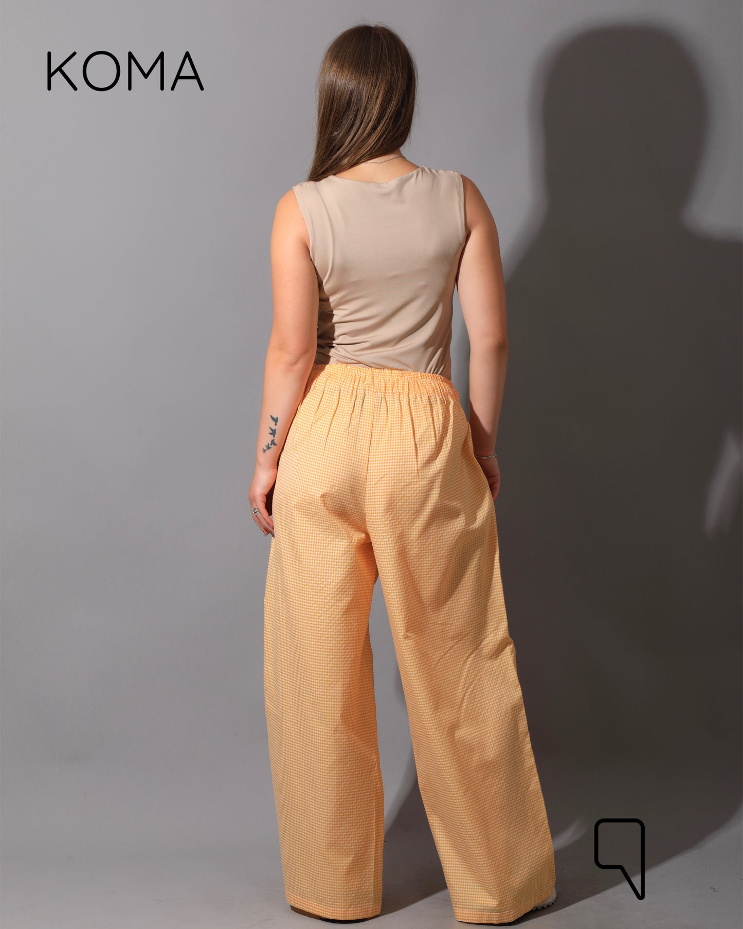 Plaid Straight Leg trousers - Plaid Yellow