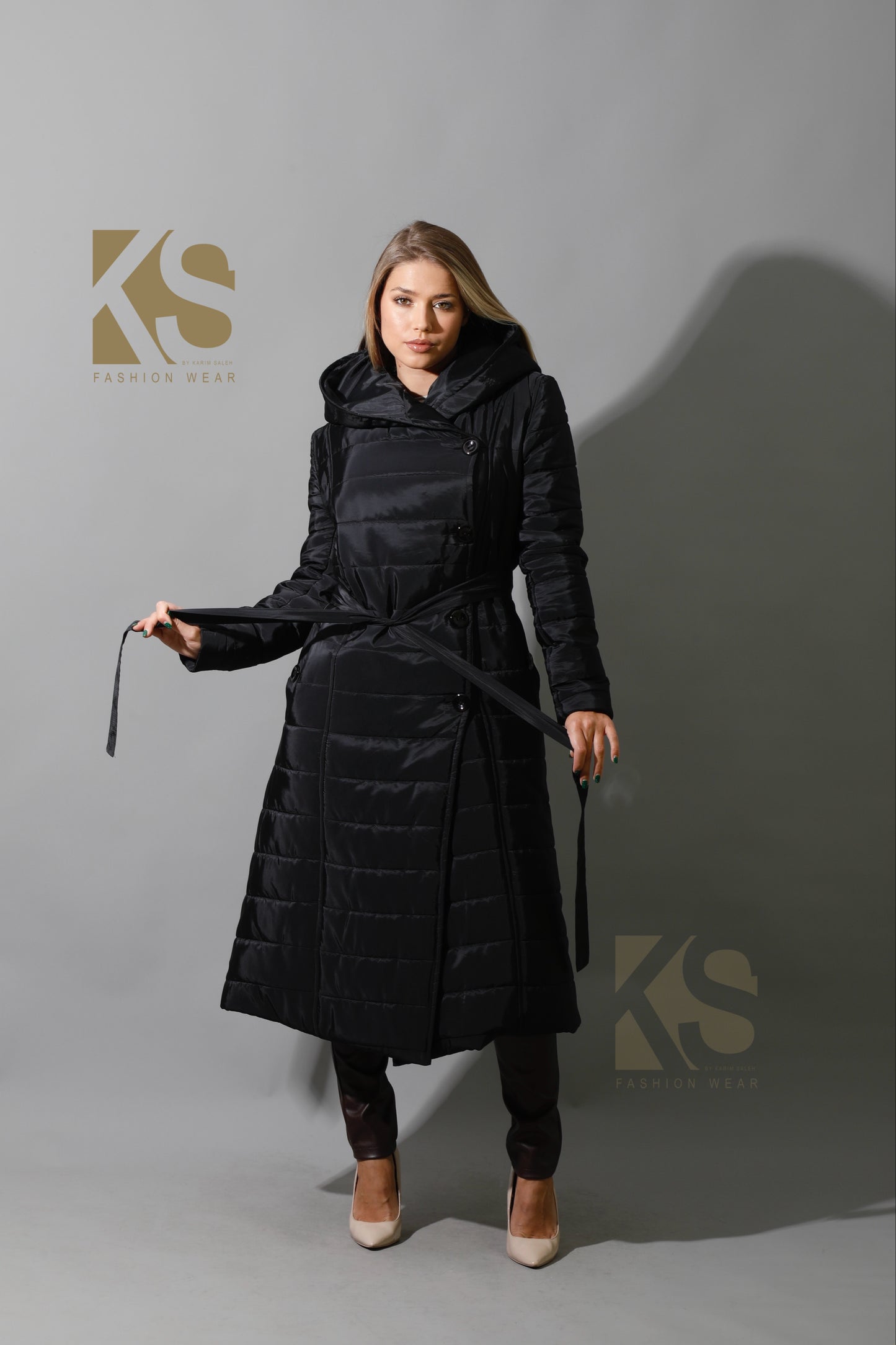 Waterproof Puffer Long Coat - Black