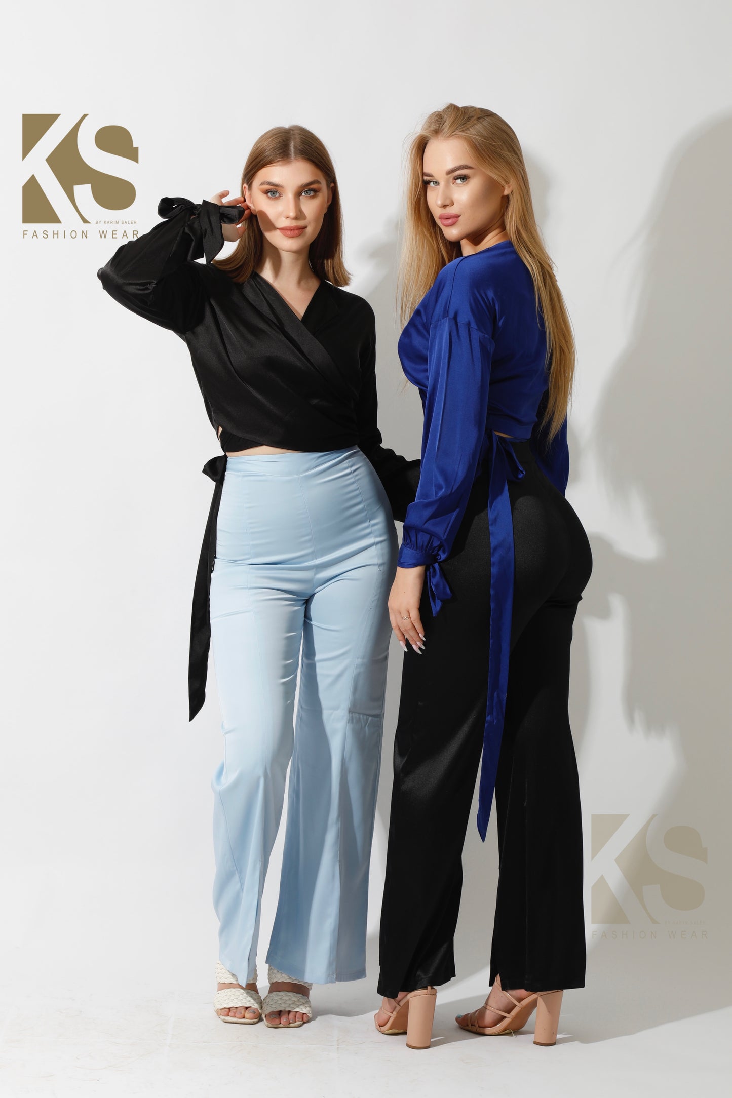 Wrap Tie Blouse - Electric Blue