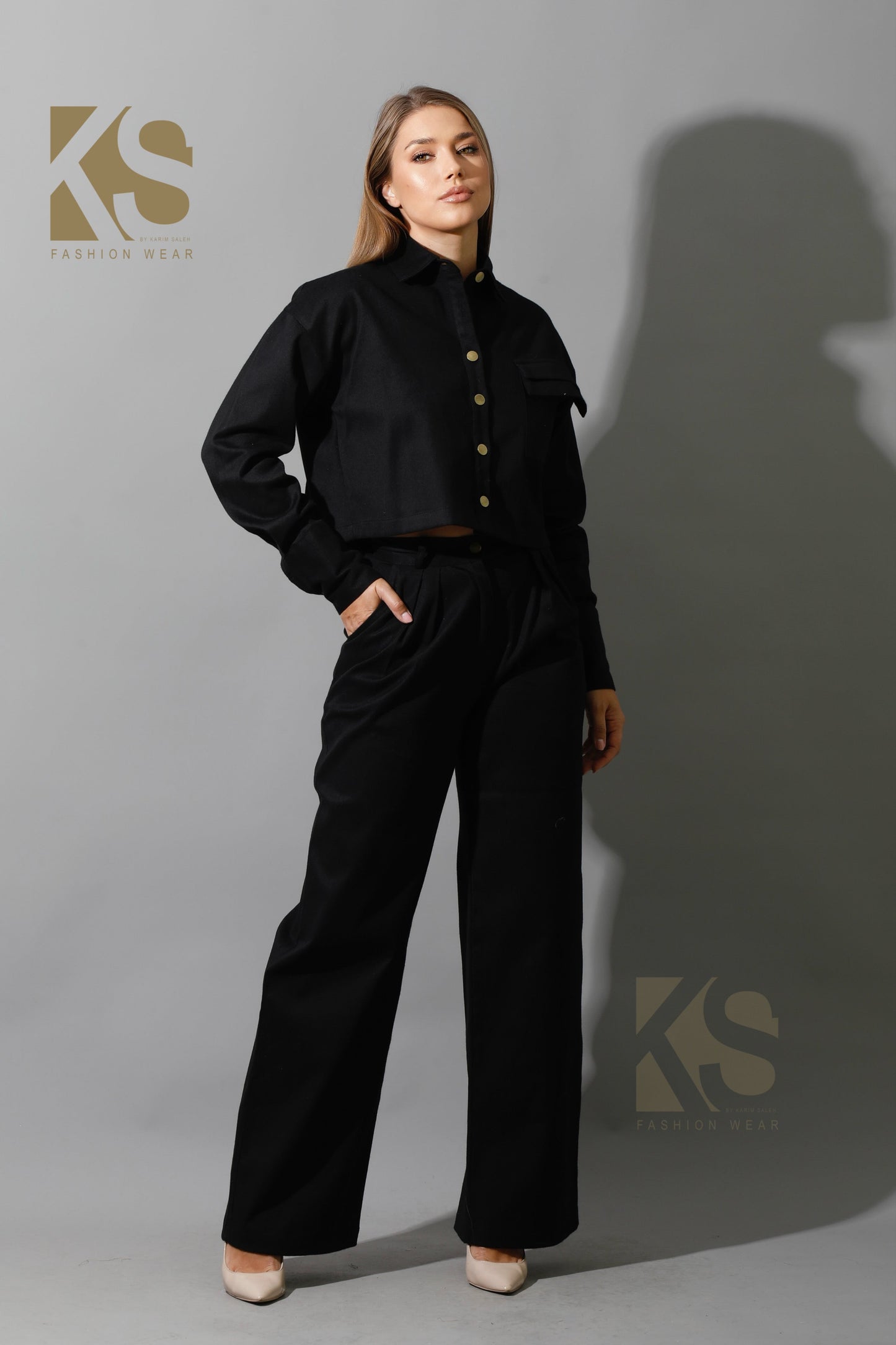 Co-ord Cropped Shirt - Black