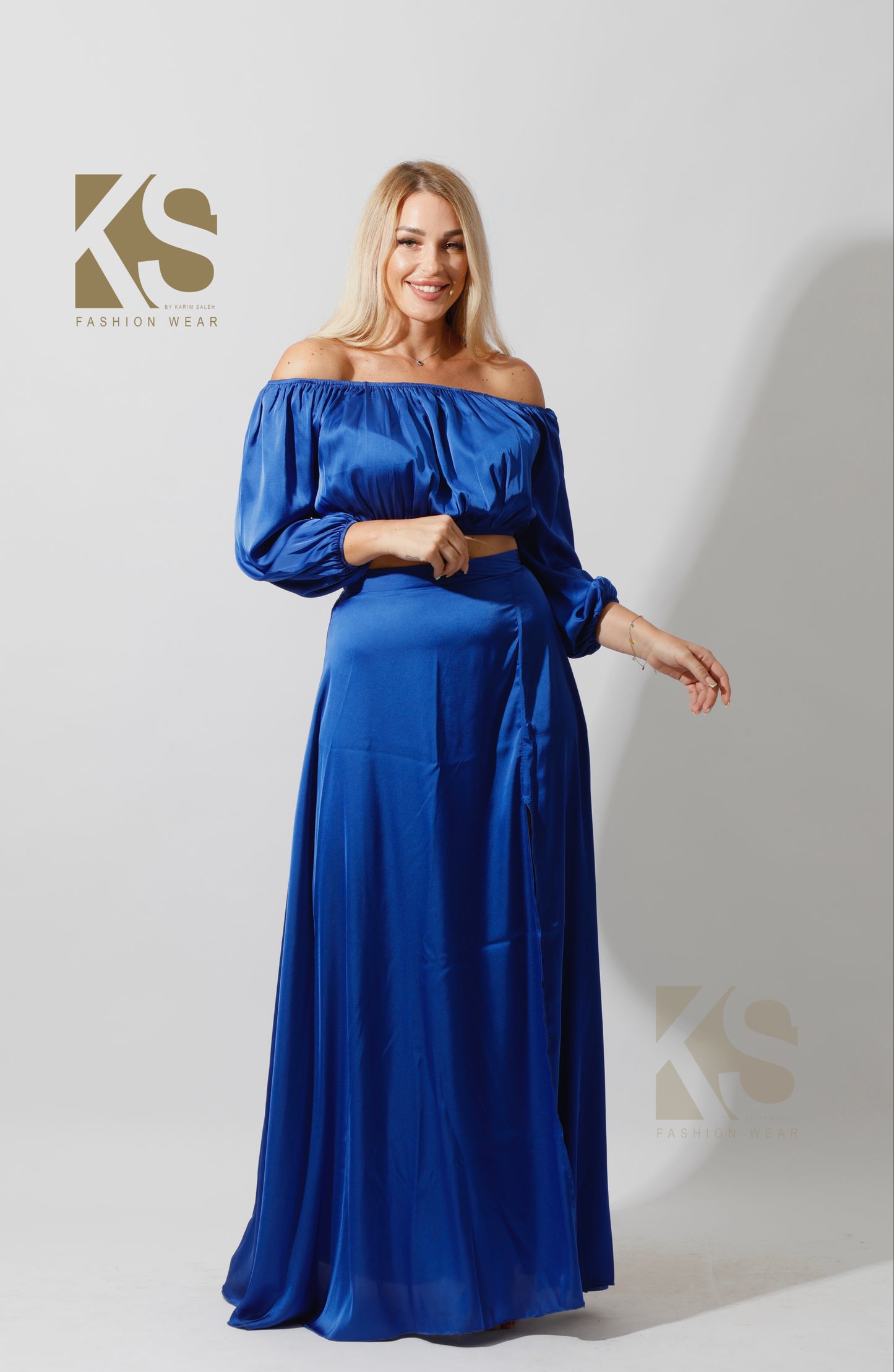 High Waist Maxi Skirt - Electric Blue