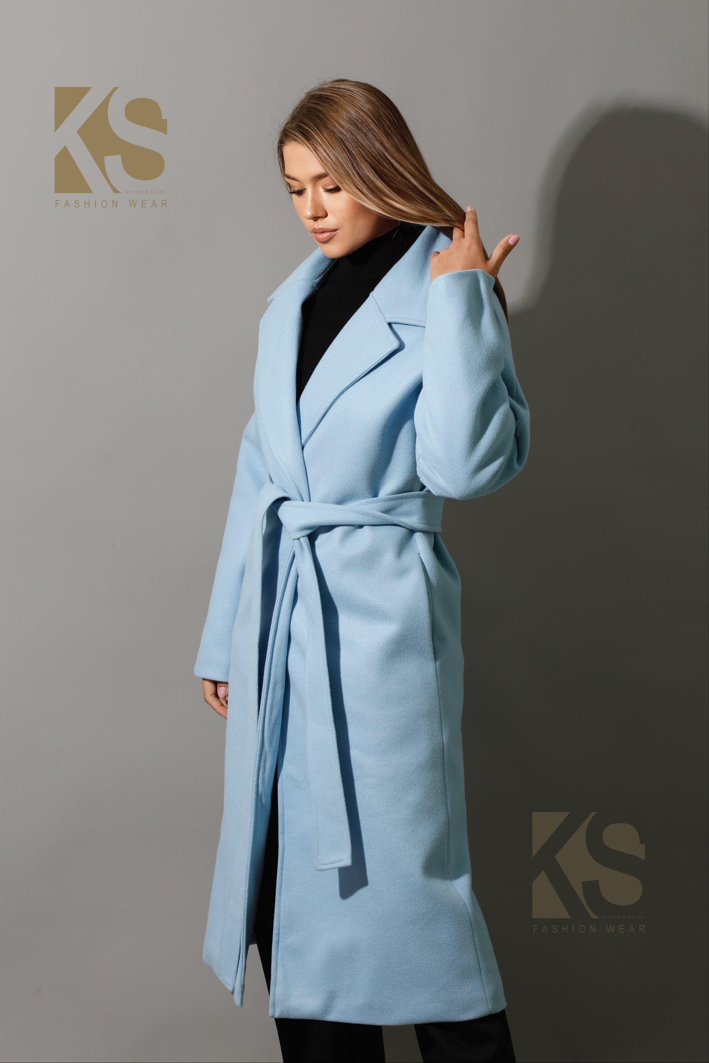 Oversized Wrapped Coat - Babe Blue