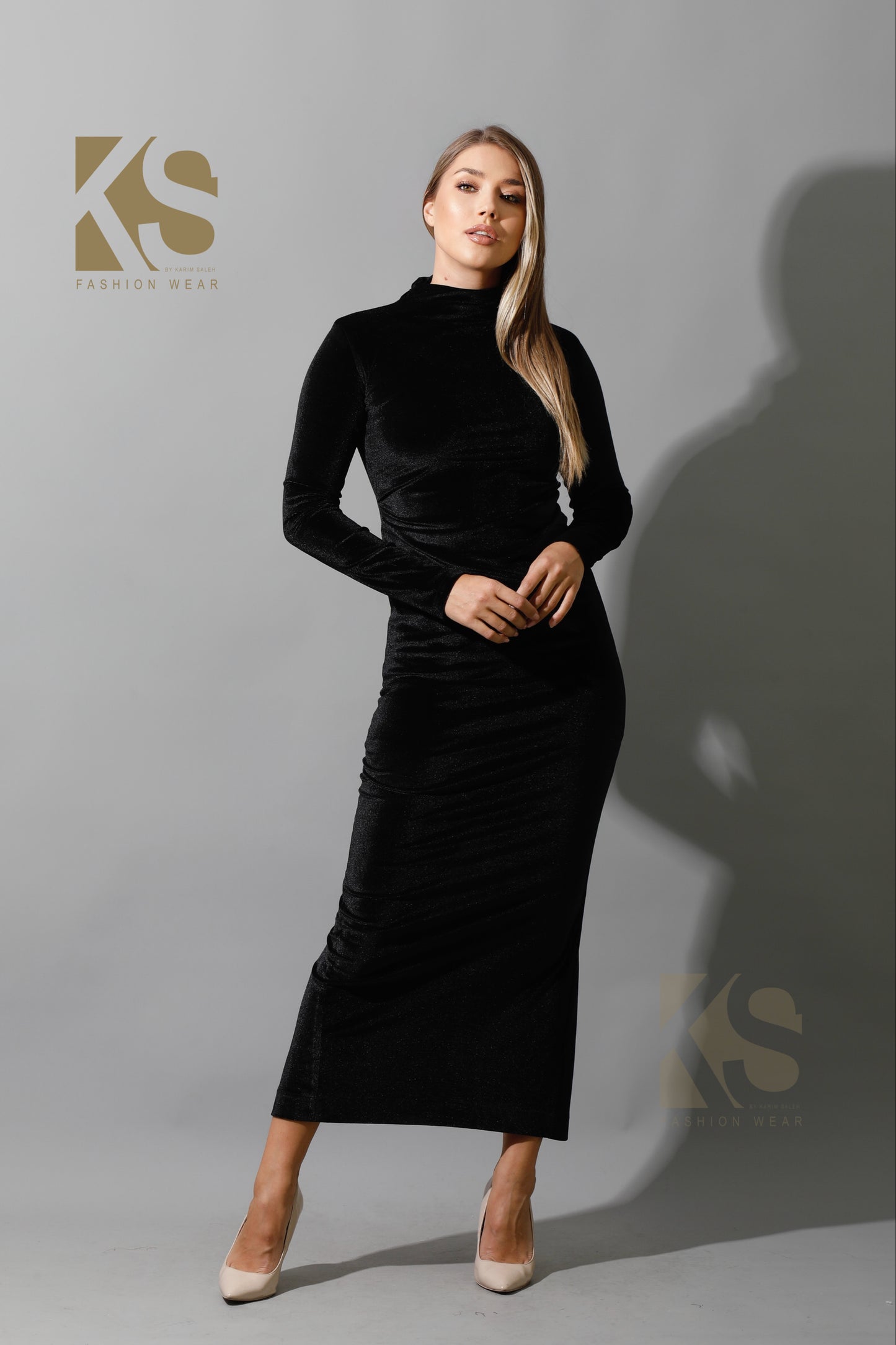 Back Slit Midi Dress - Black