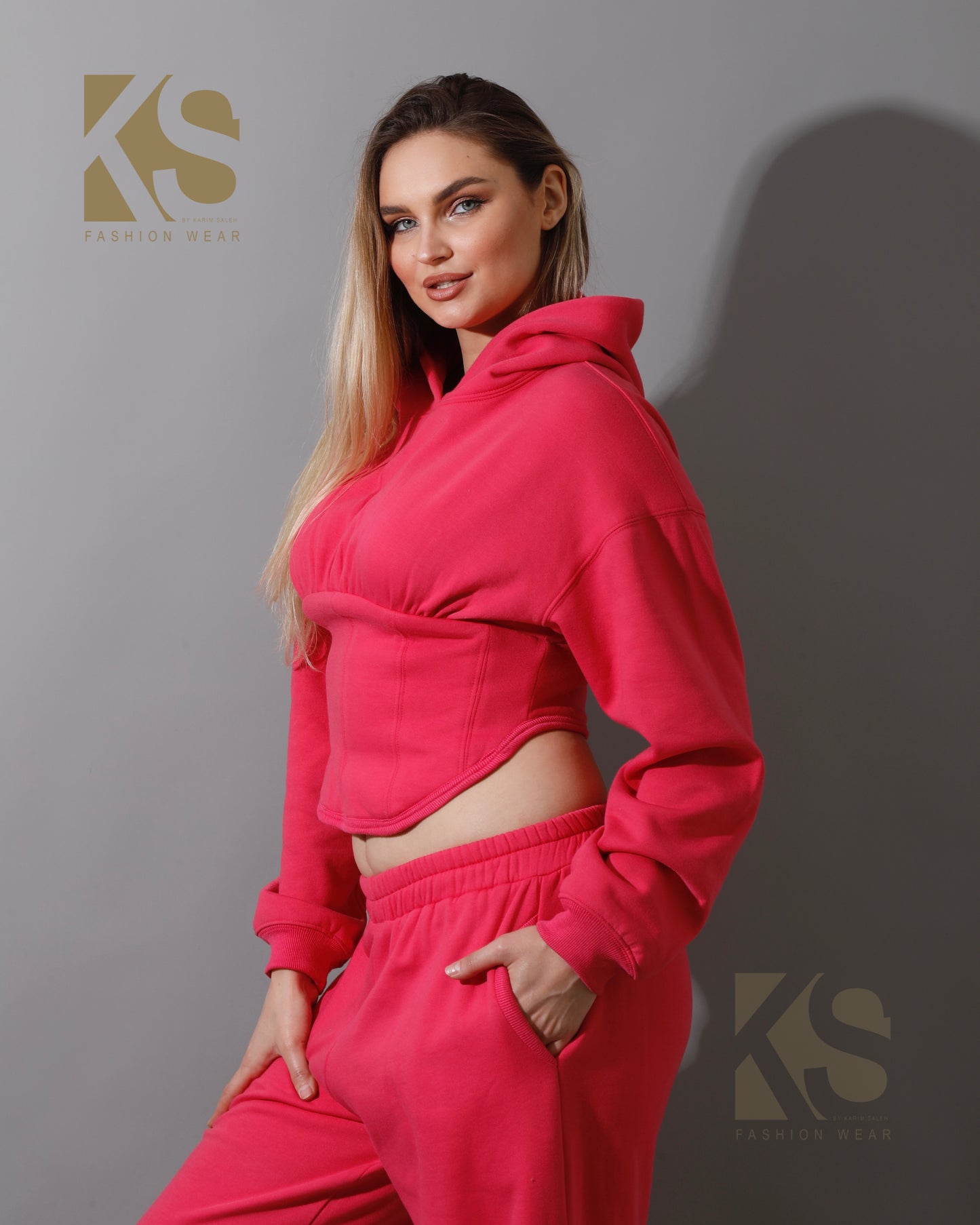 Corset Hoodie & Pants Set - Barbie Pink