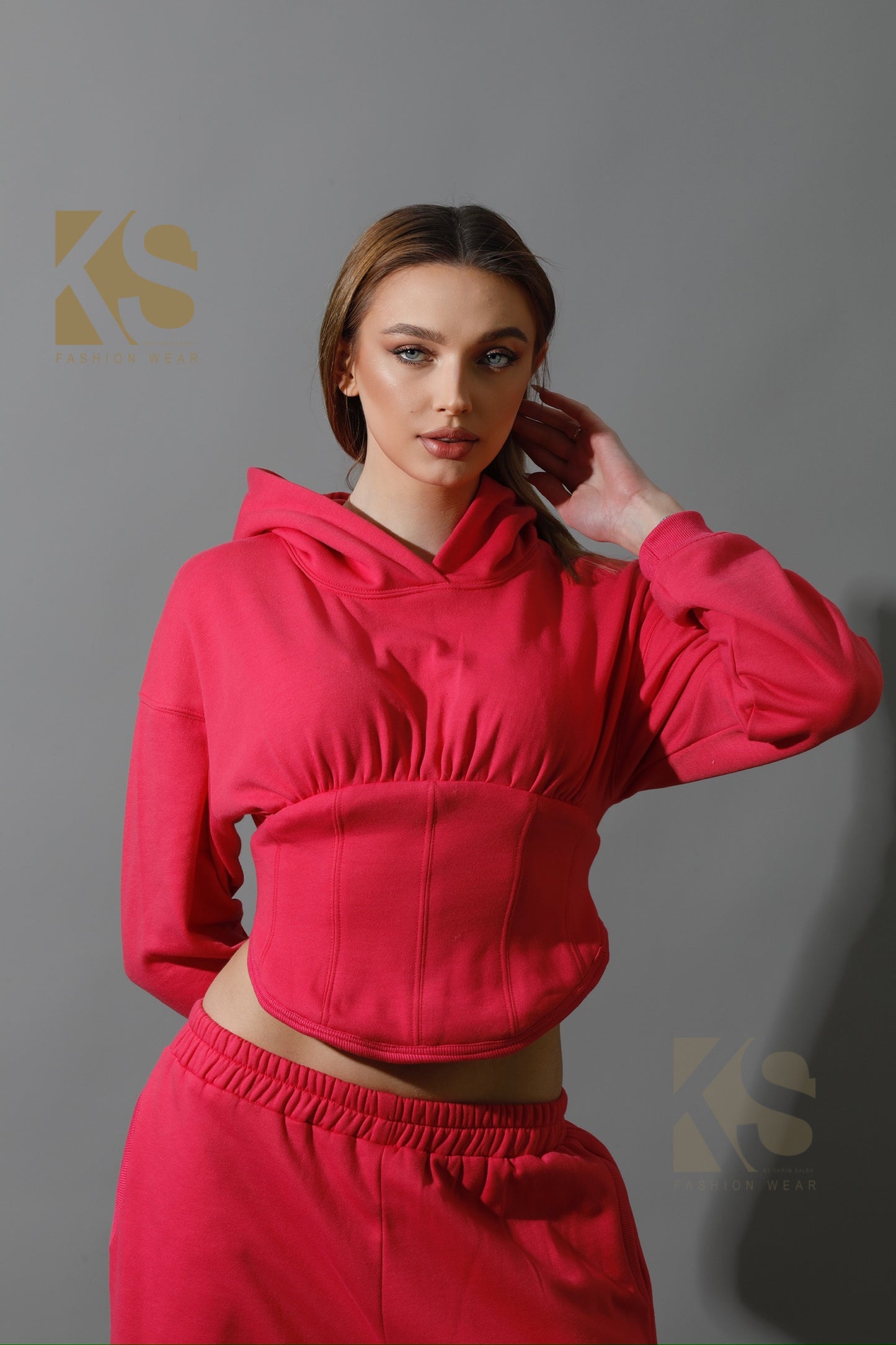 Corset Hoodie Set - Barbie Pink