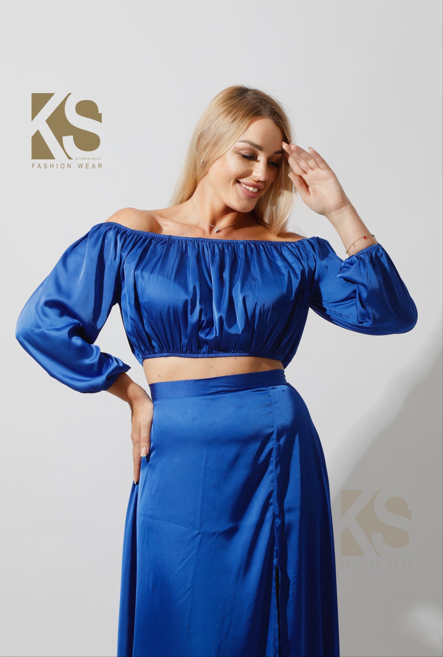 Off Shoulder Blouse - Electric Blue