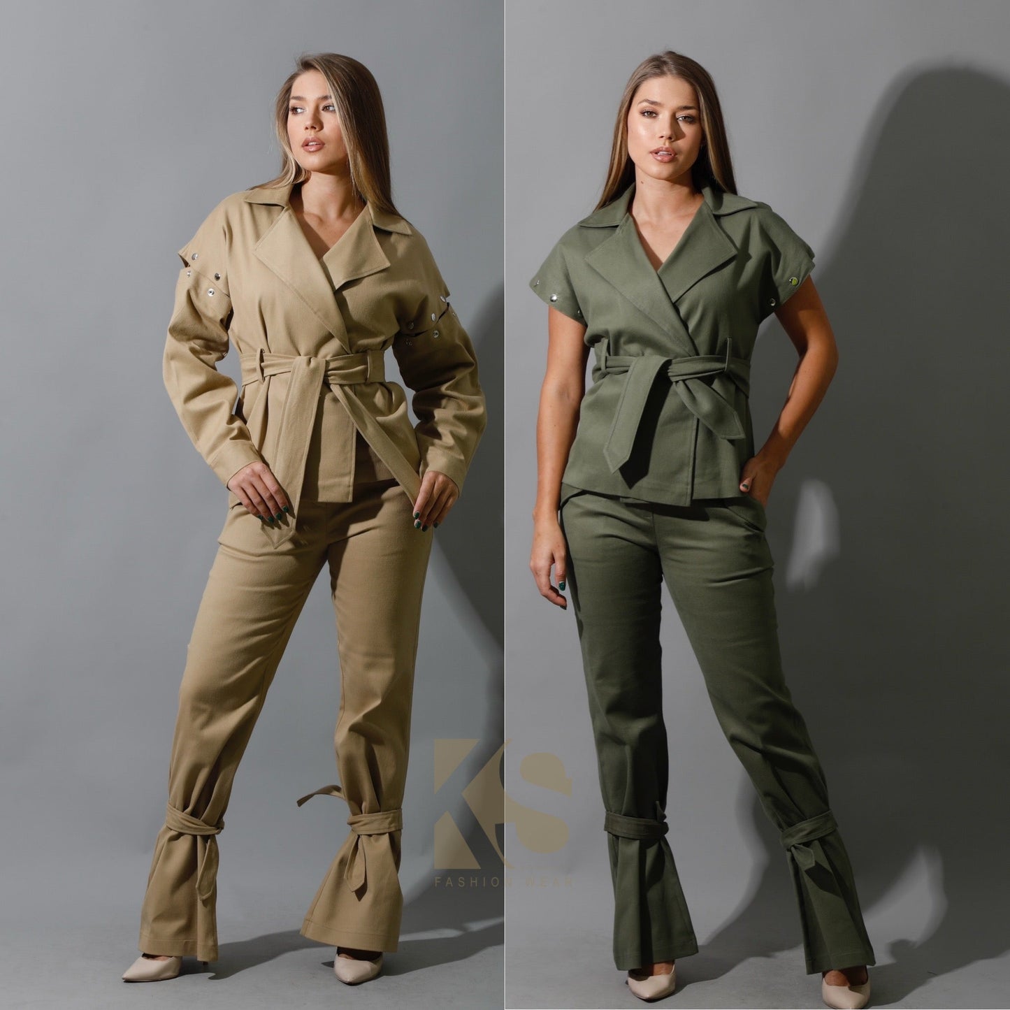 Co-Ord Detached Sleeves Jacket - Olive