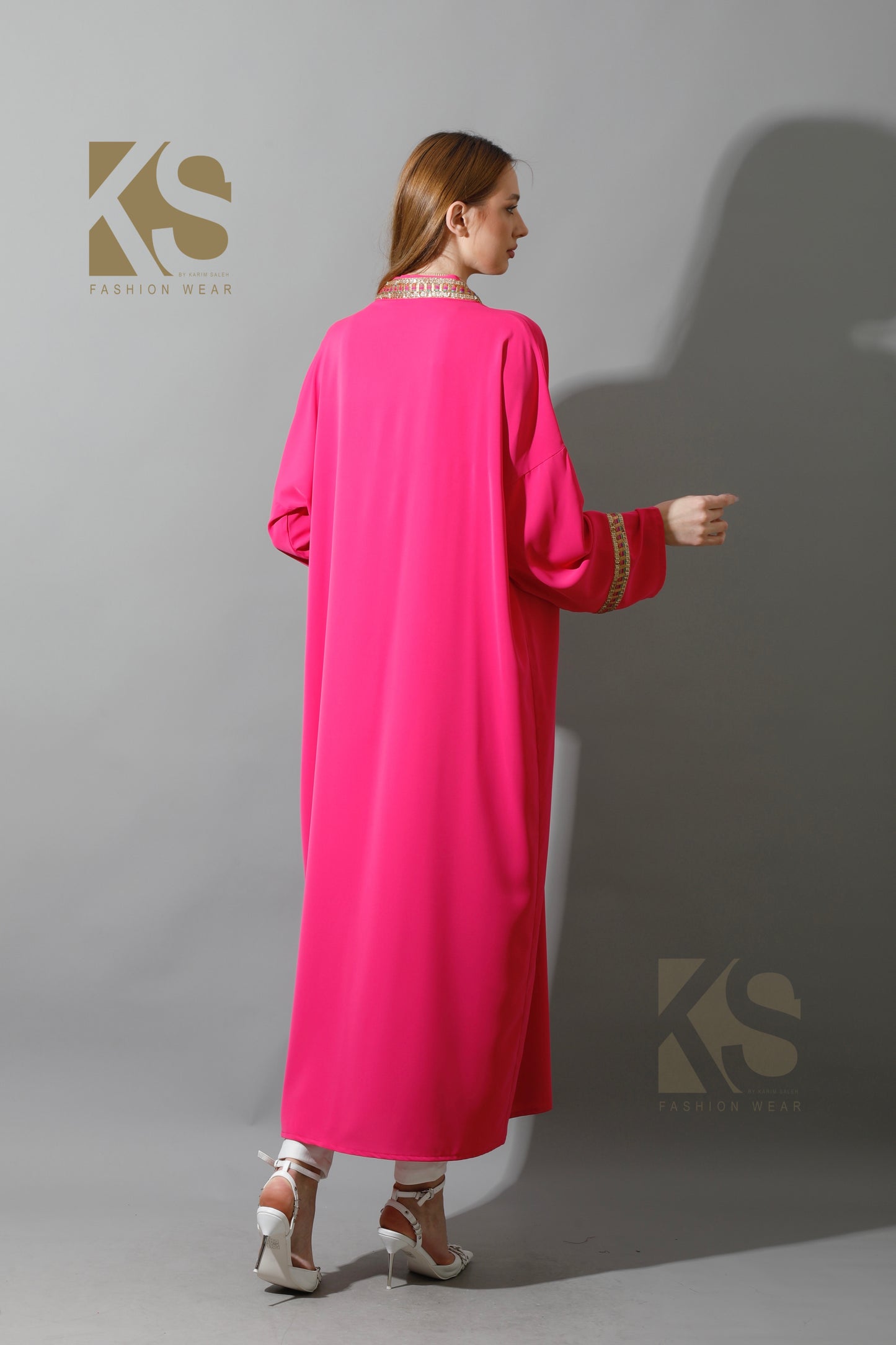 Long CBH Kaftan - Barbie Pink