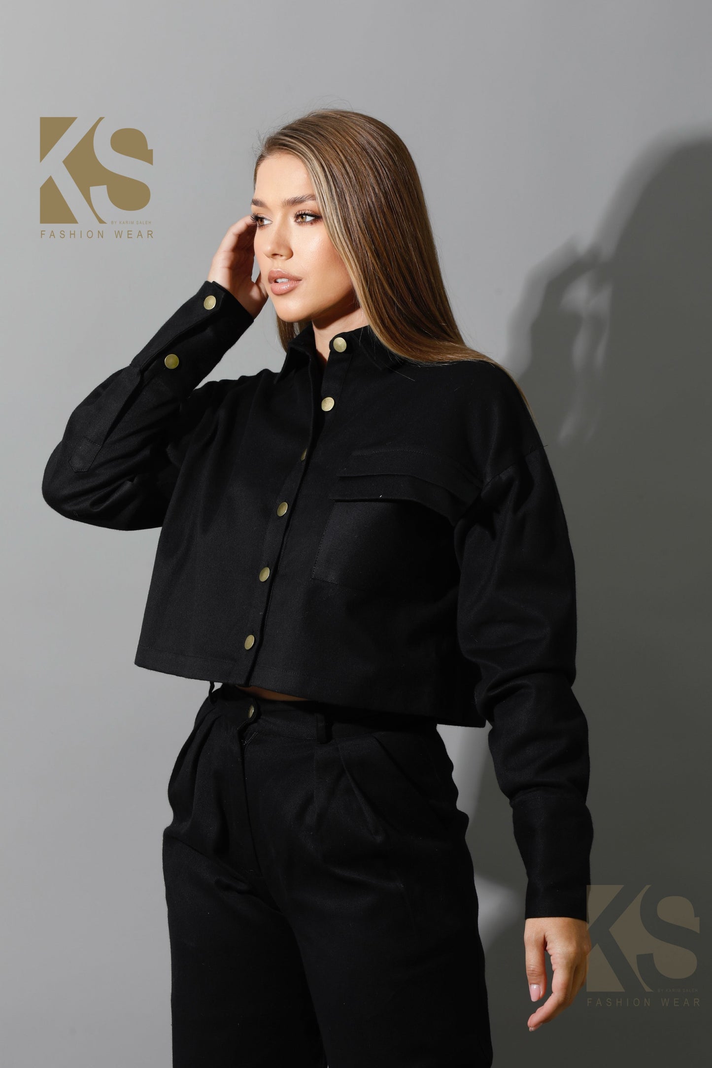 Co-ord Cropped Shirt - Black