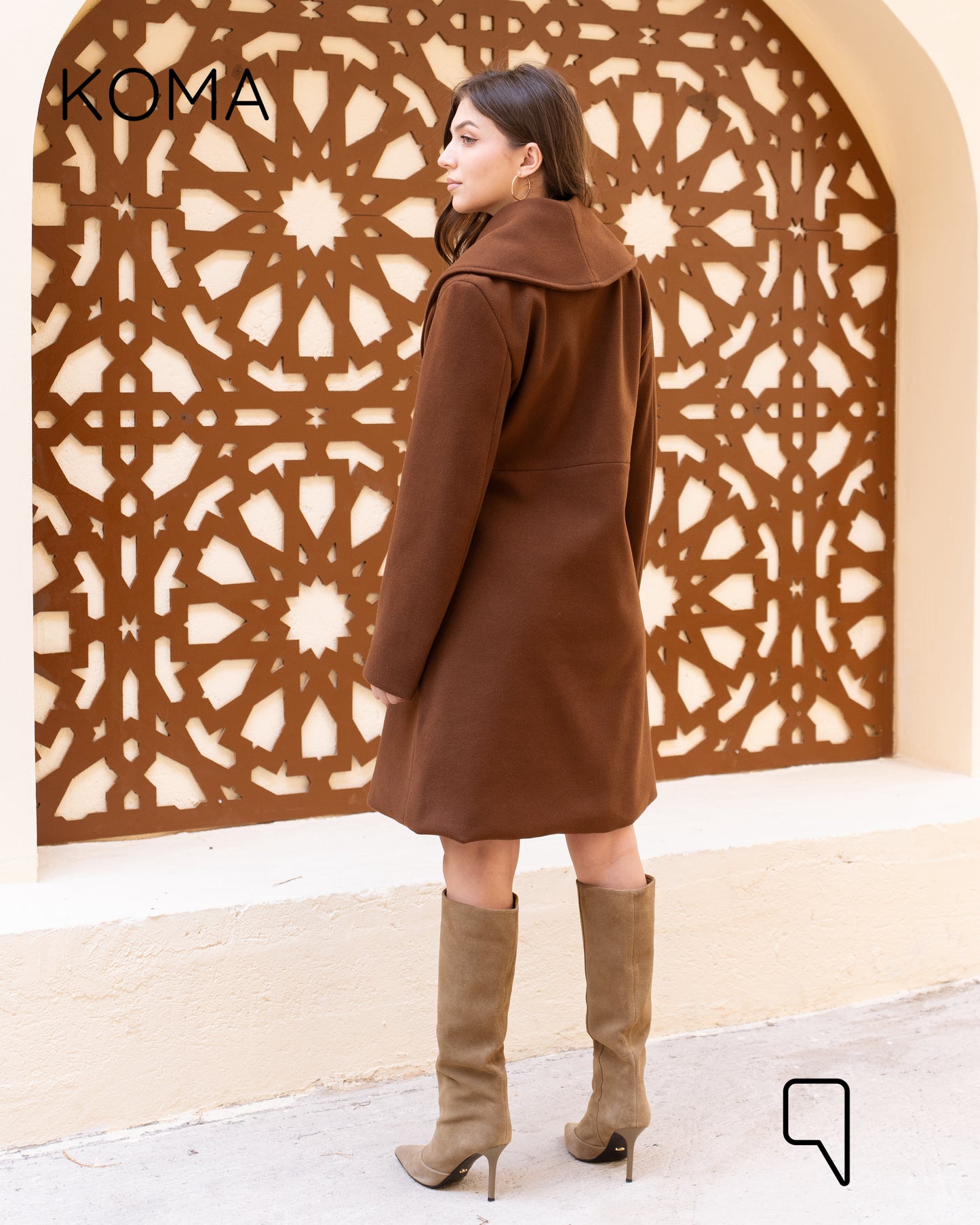 Arlette Short Halter Wrapped Coat - Brown