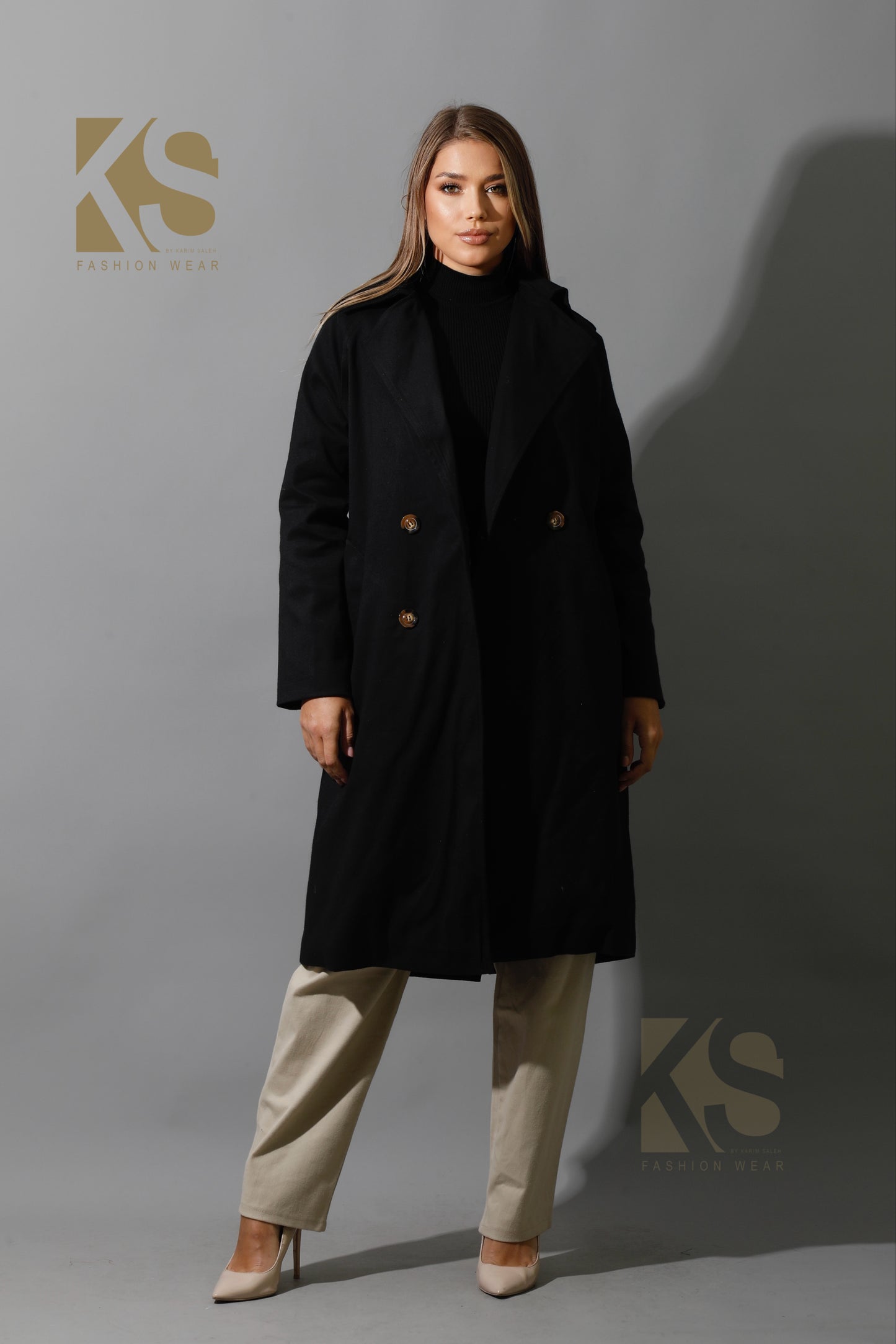 Wrapped Belted Trench Coat - Black