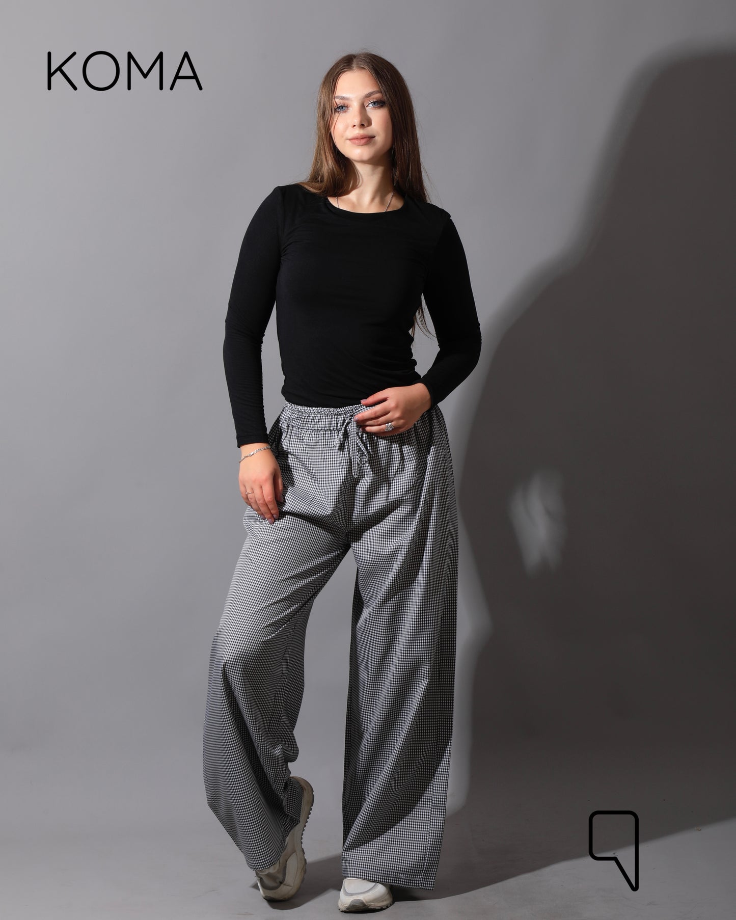 Plaid Straight Leg trousers - Plaid Black