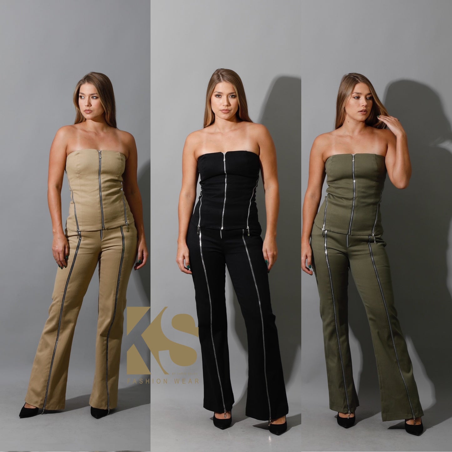 Co-Ord Some Protel Top & BootCut pants - Beige