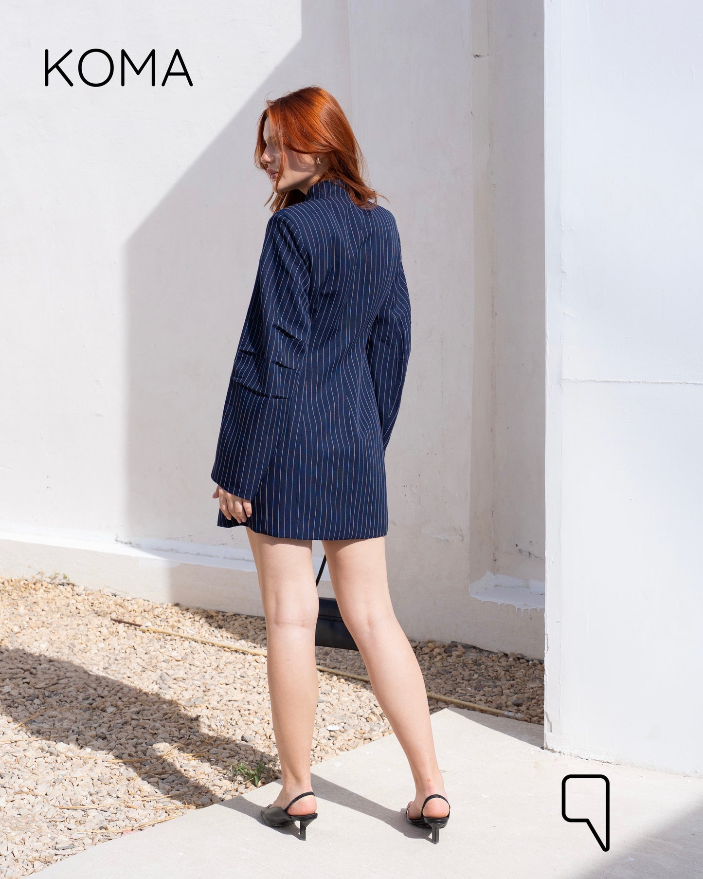 Striped Corset Dress Blazer - Navy