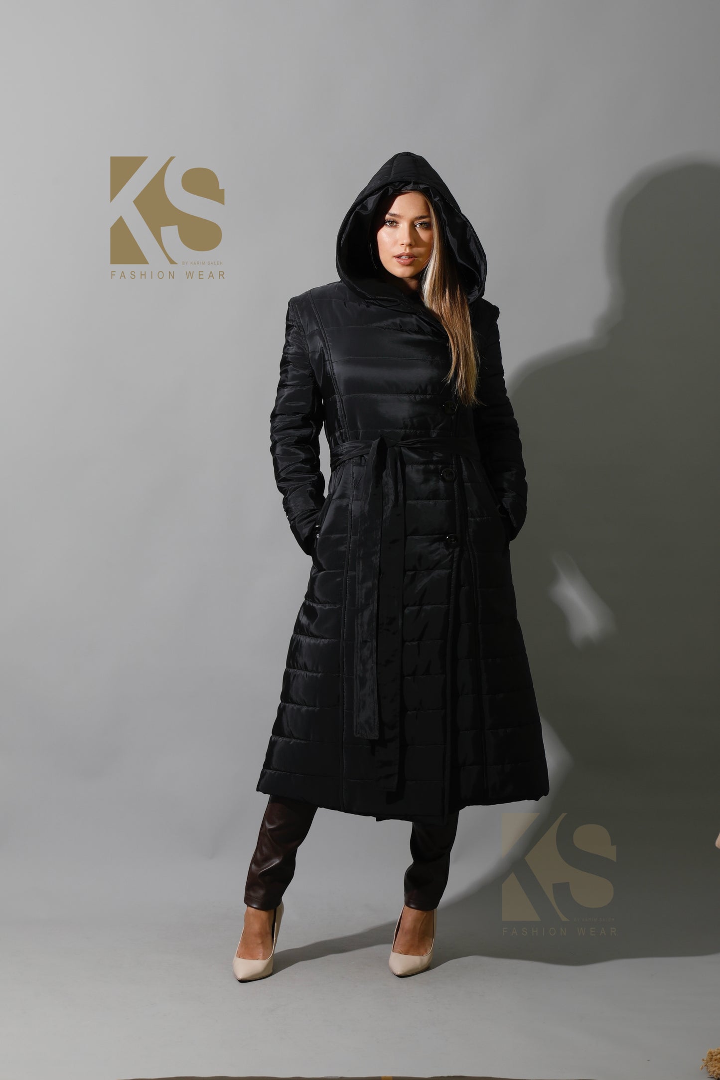 Waterproof Puffer Long Coat - Black