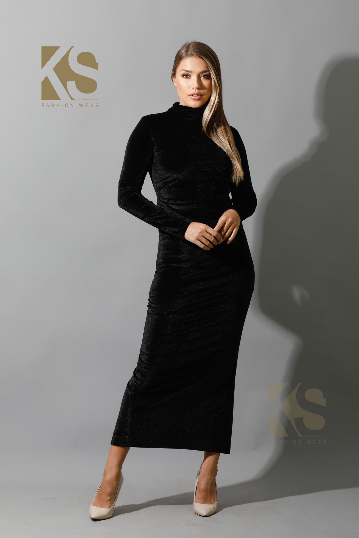 Back Slit Midi Dress - Black