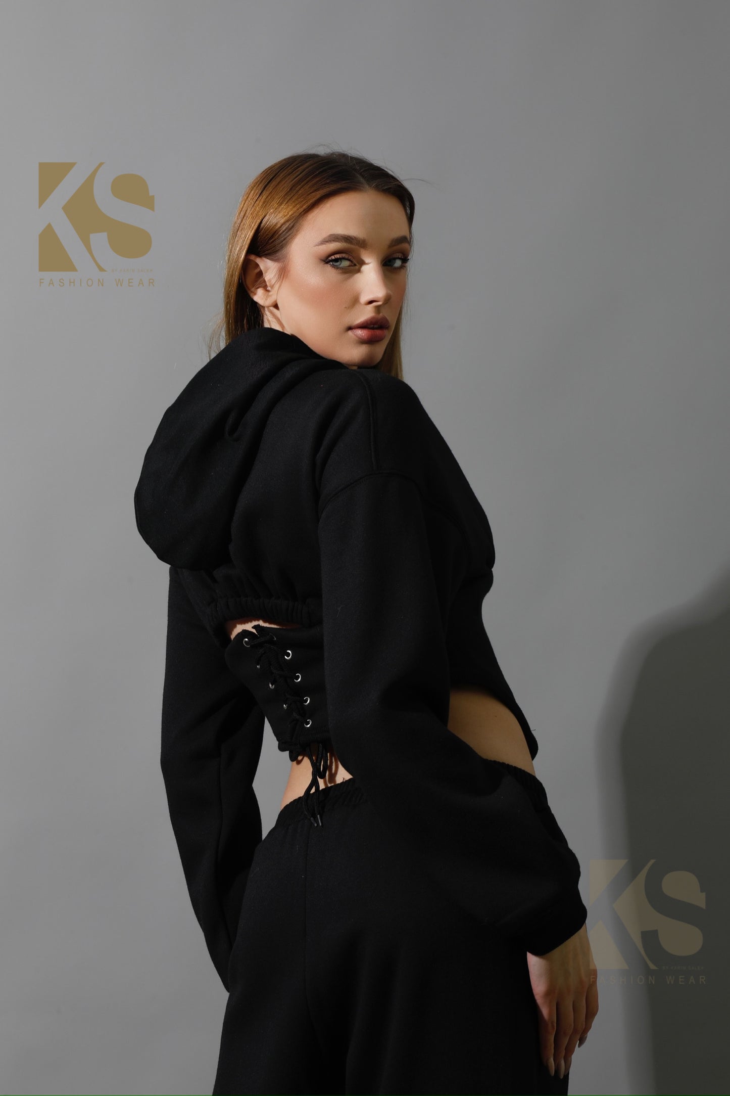 Corset Hoodie Set - Black
