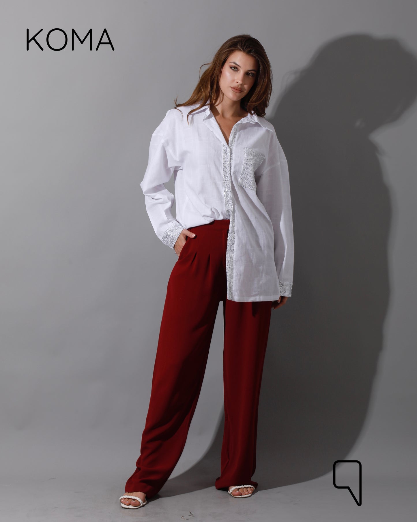 Glitter Long Sleeves Shirt - White