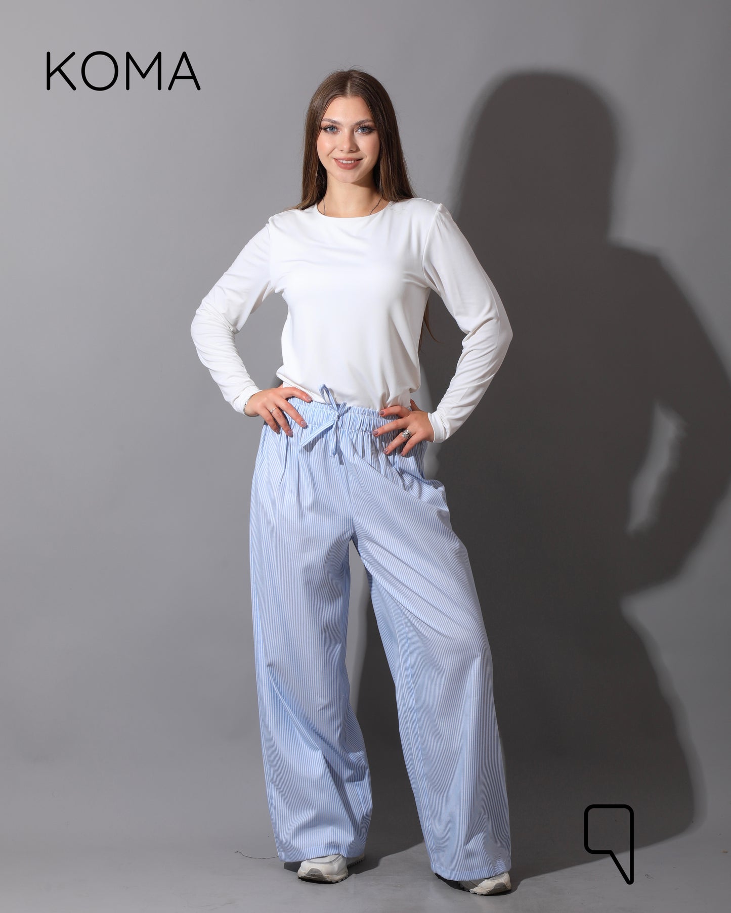 Striped Straight Leg trousers - Striped Baby Blue