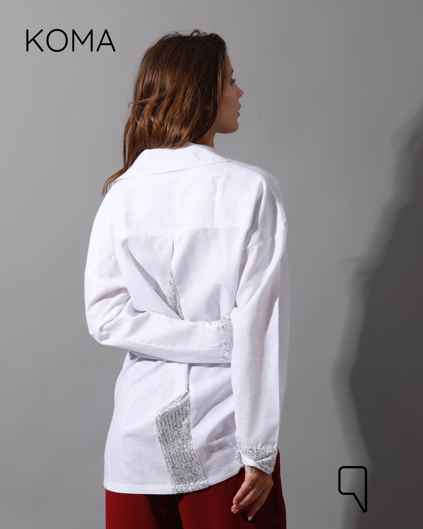Glitter Long Sleeves Shirt - White