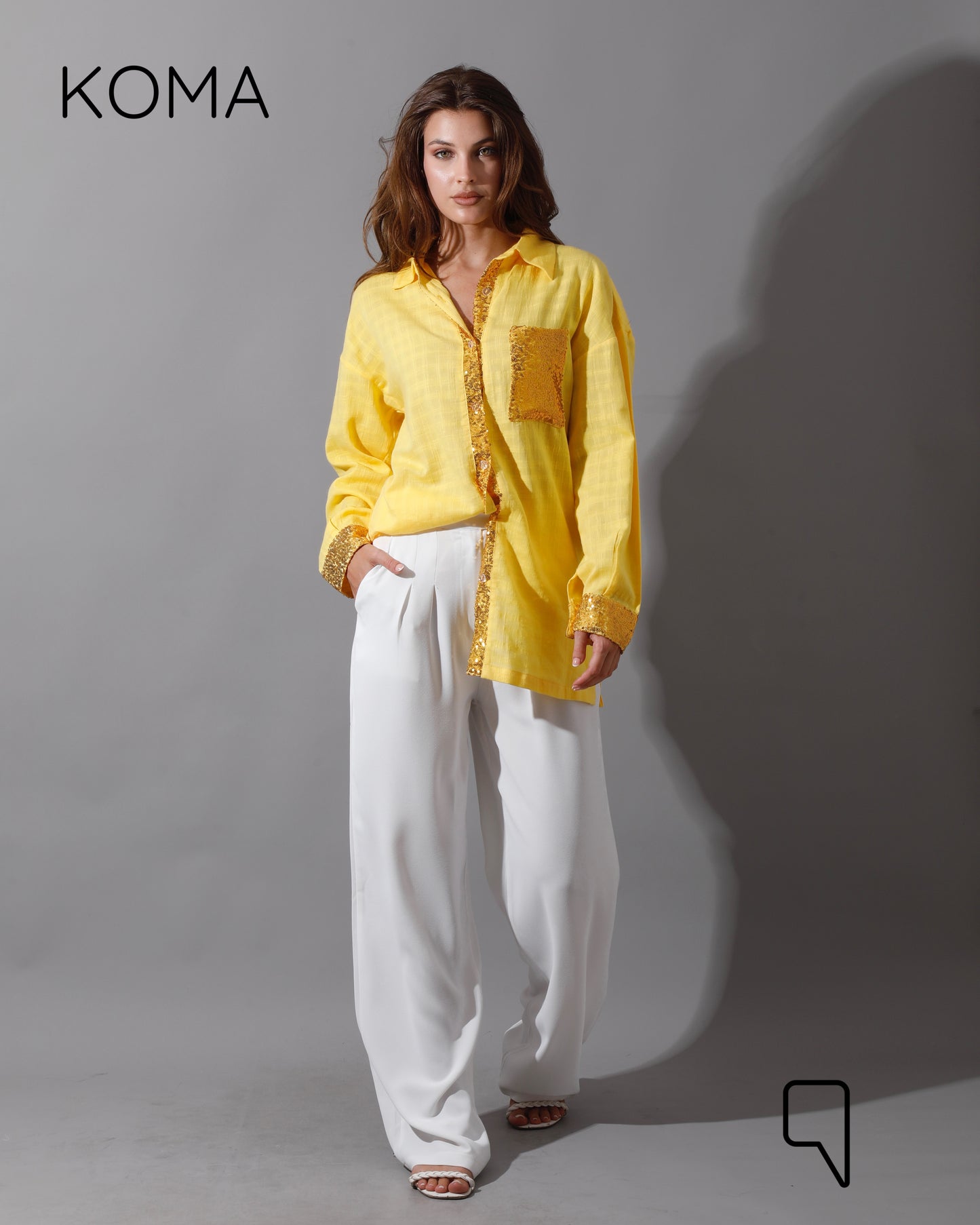 Glitter Long Sleeves Shirt - Yellow