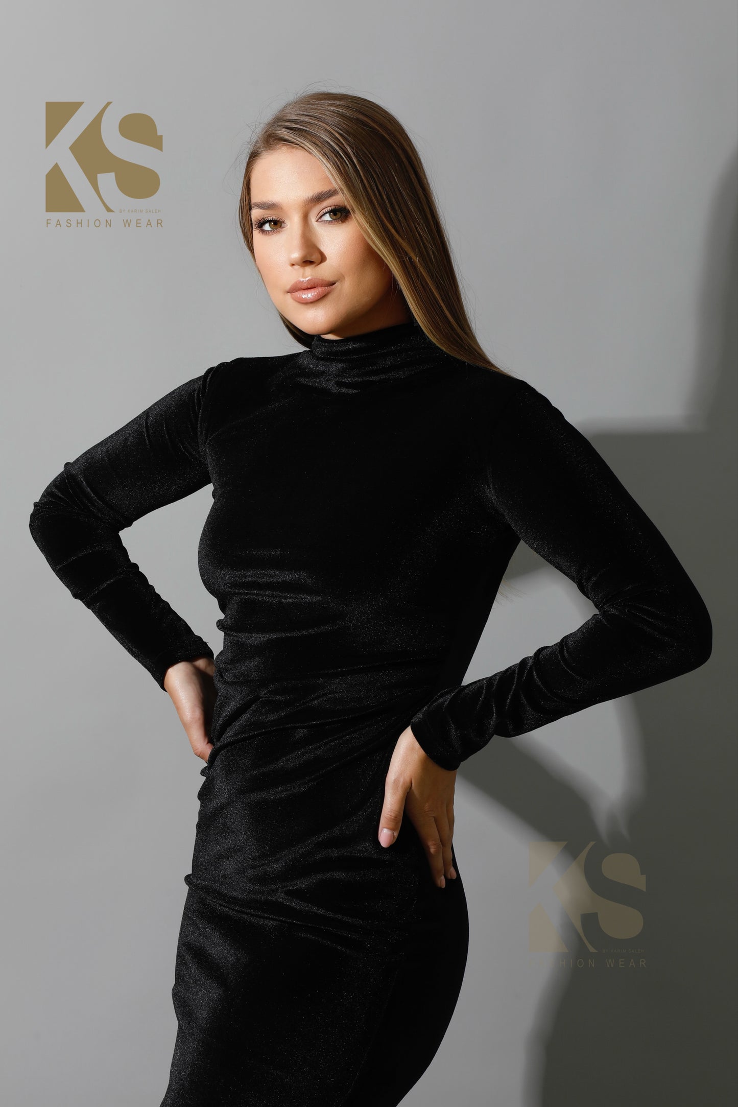Back Slit Midi Dress - Black