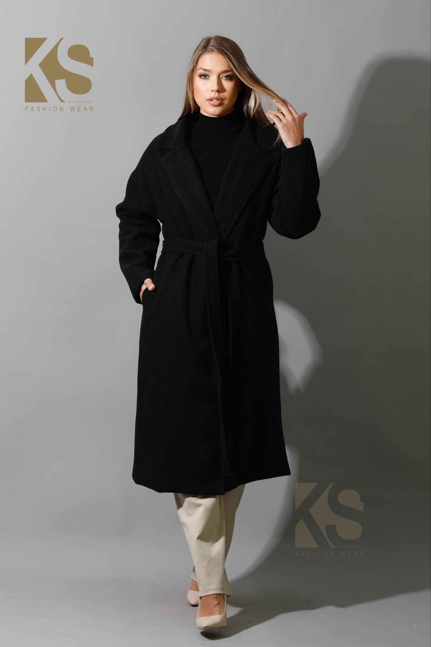 Oversized Wrapped Coat - Black