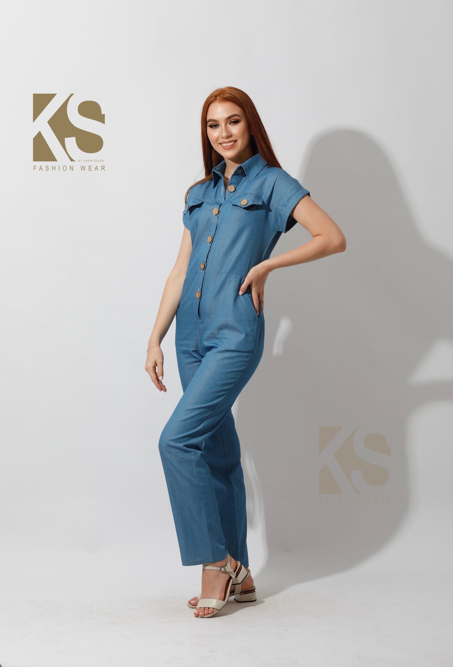 Buttons Jeans Jumpsuit - Blue