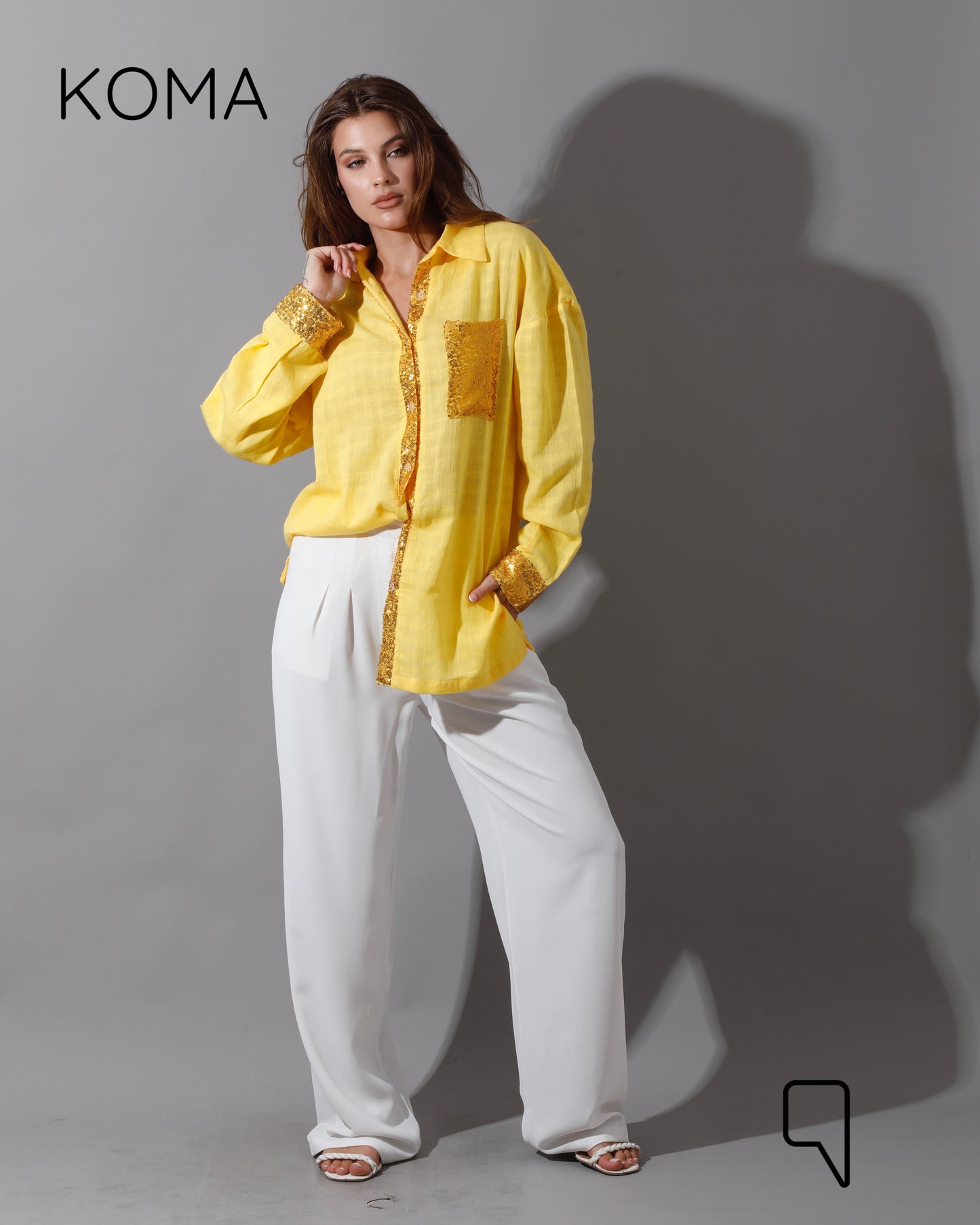 Glitter Long Sleeves Shirt - Yellow