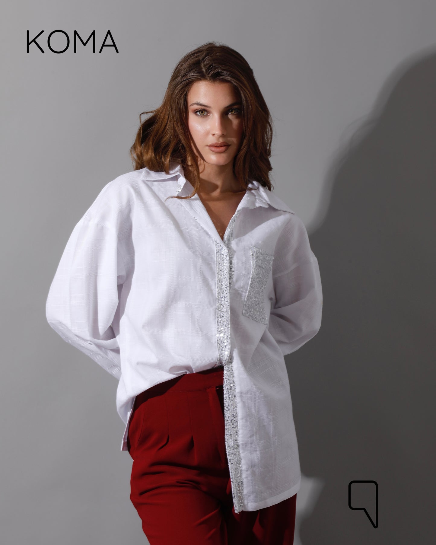 Glitter Long Sleeves Shirt - White
