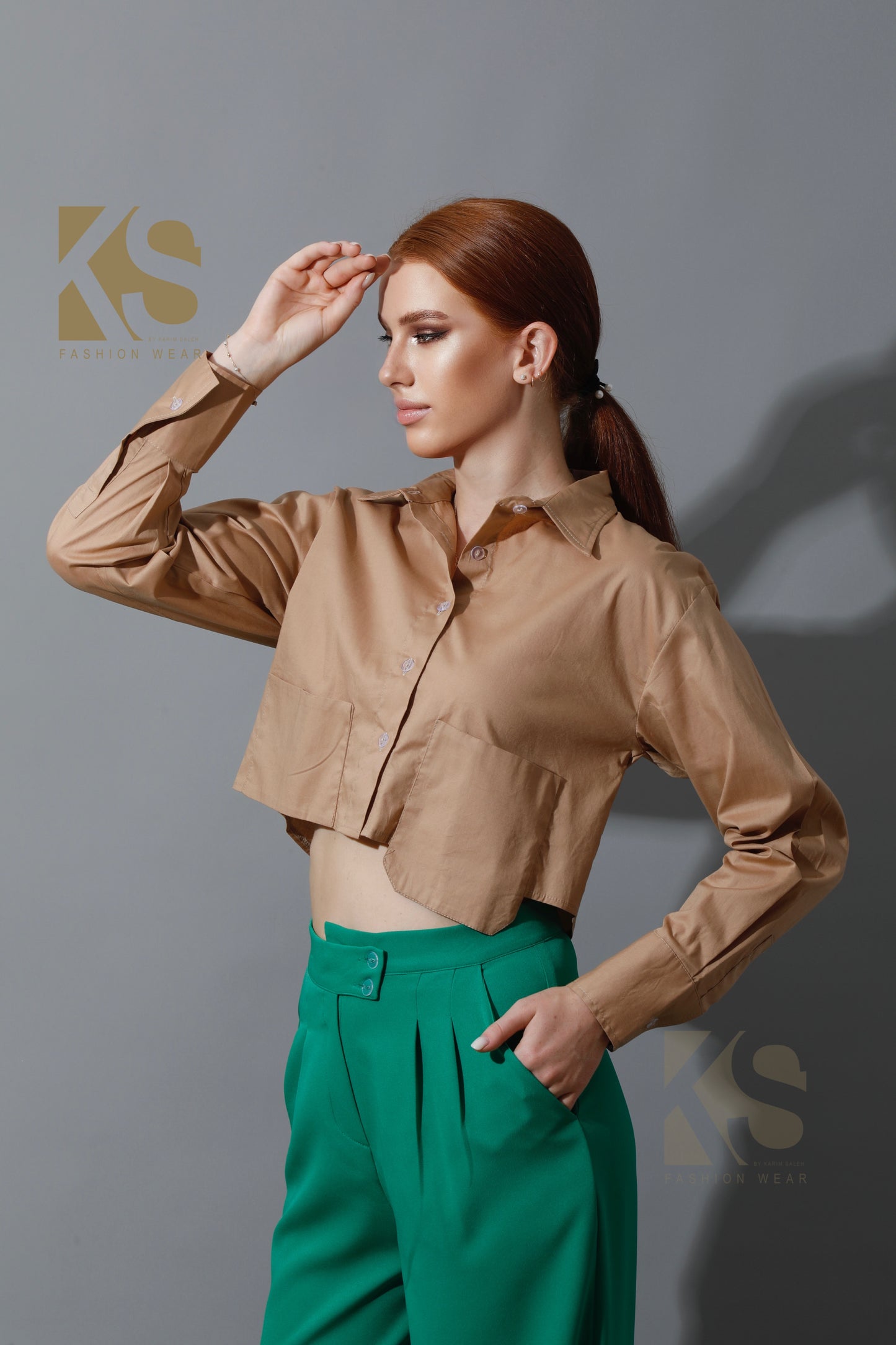 Cropped Shirt - Beige