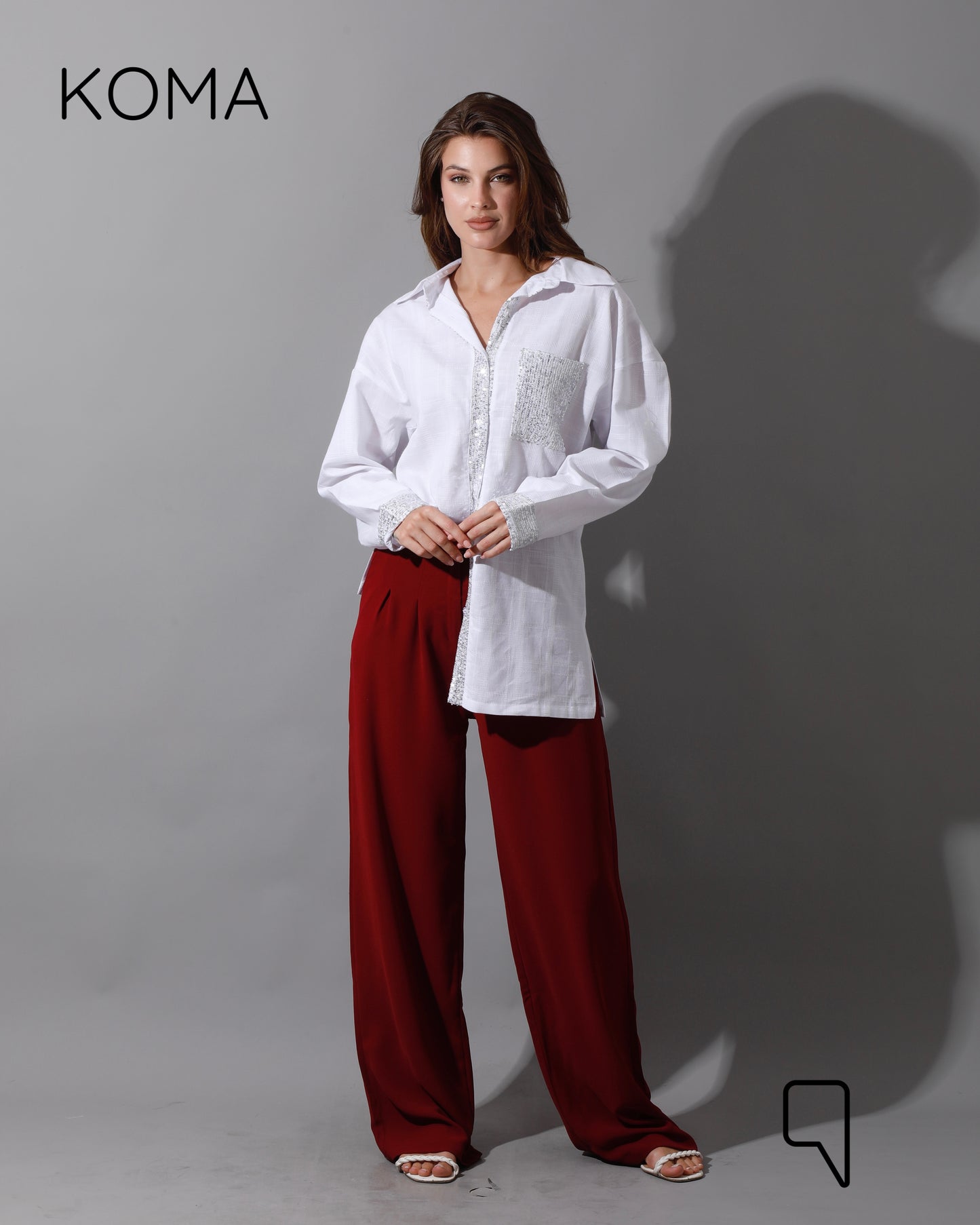 Glitter Long Sleeves Shirt - White