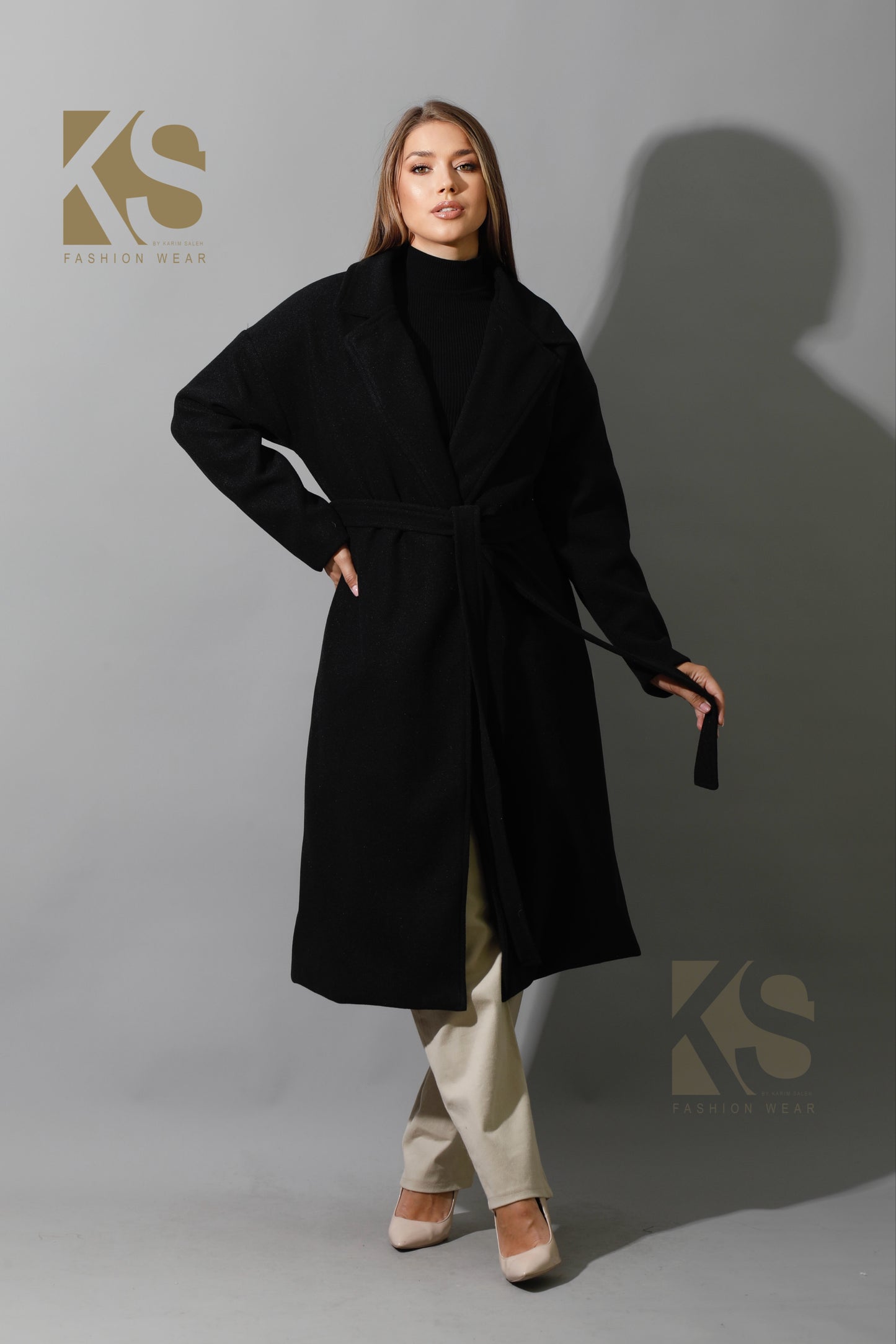 Oversized Wrapped Coat - Black