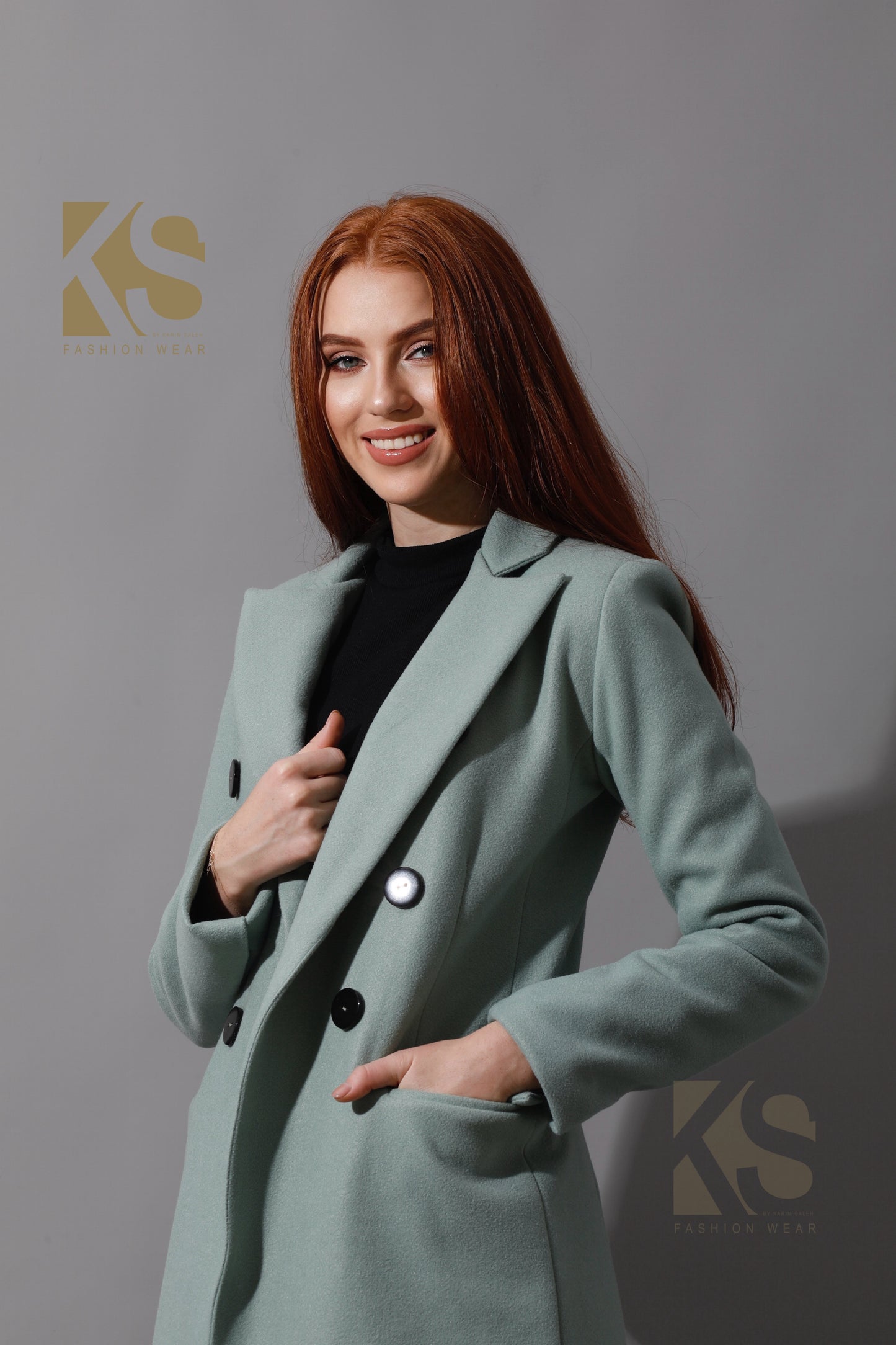Front Open Coat - Mint Green