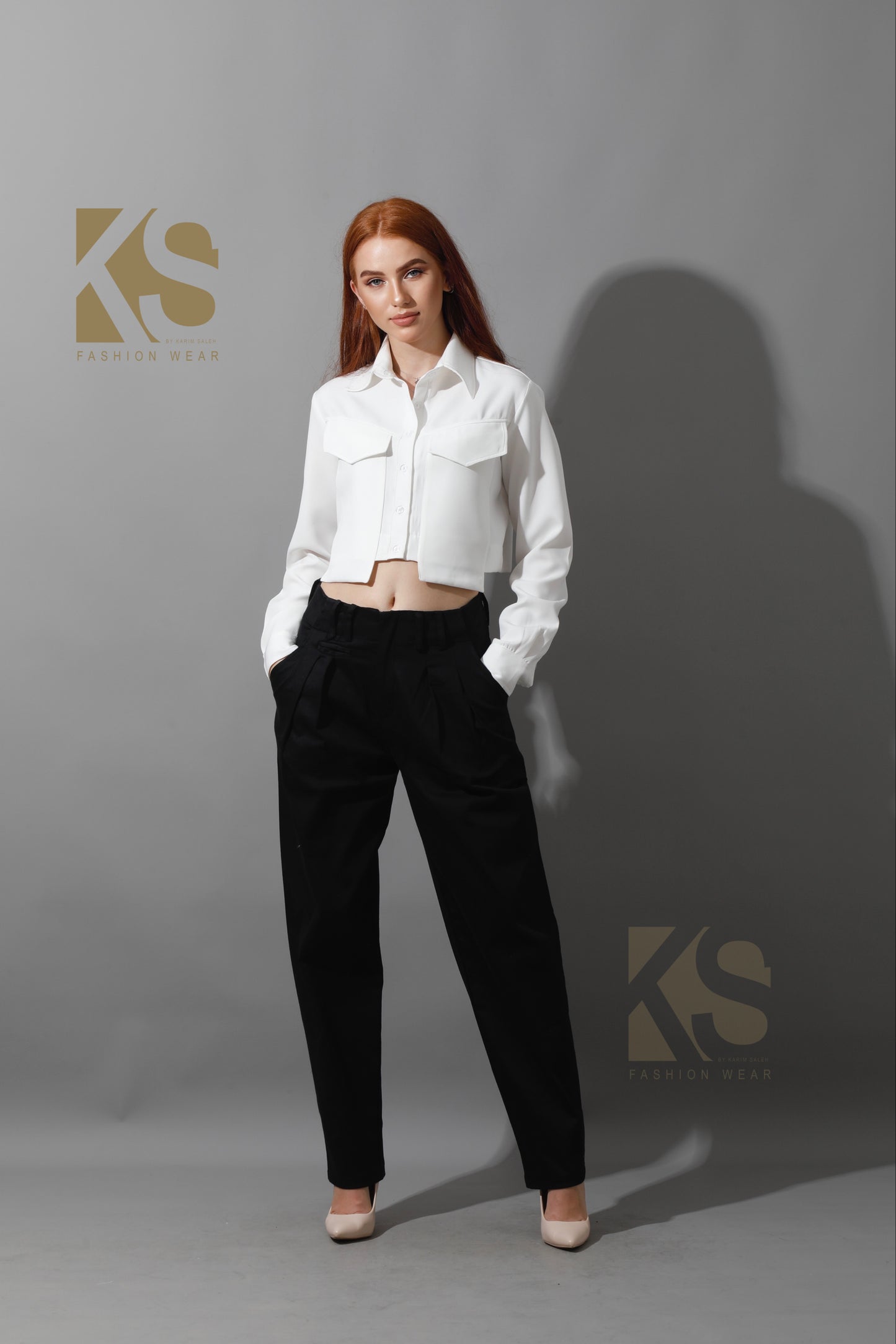 High Rise Paper-Bag Pants - Black
