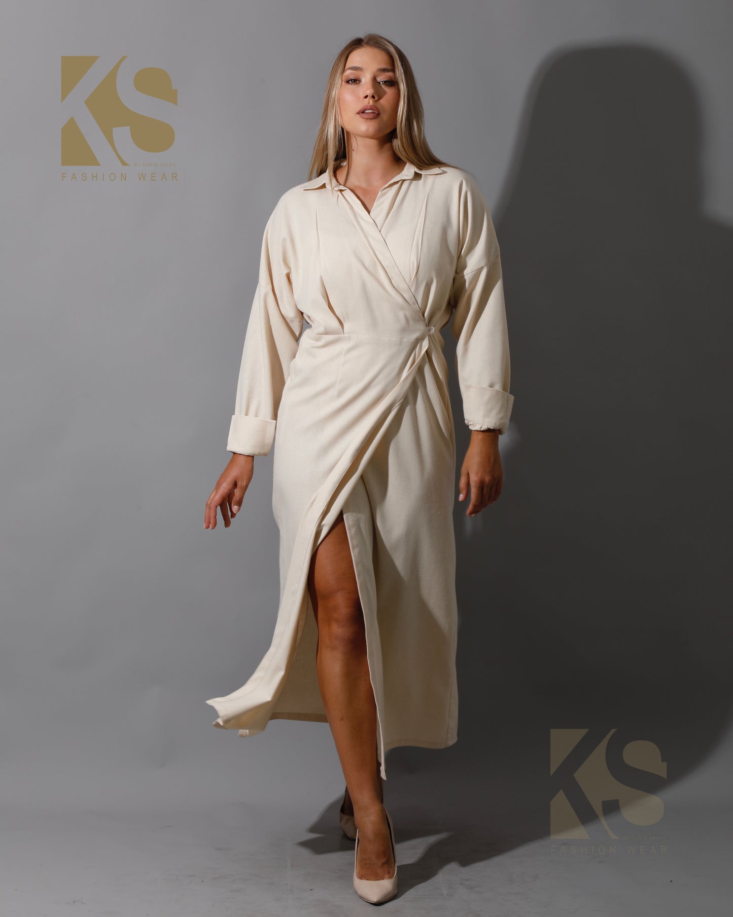 Wrapped Maxi Dress - Beige