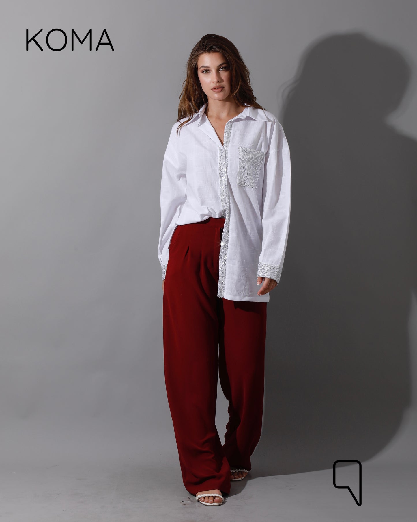 Glitter Long Sleeves Shirt - White