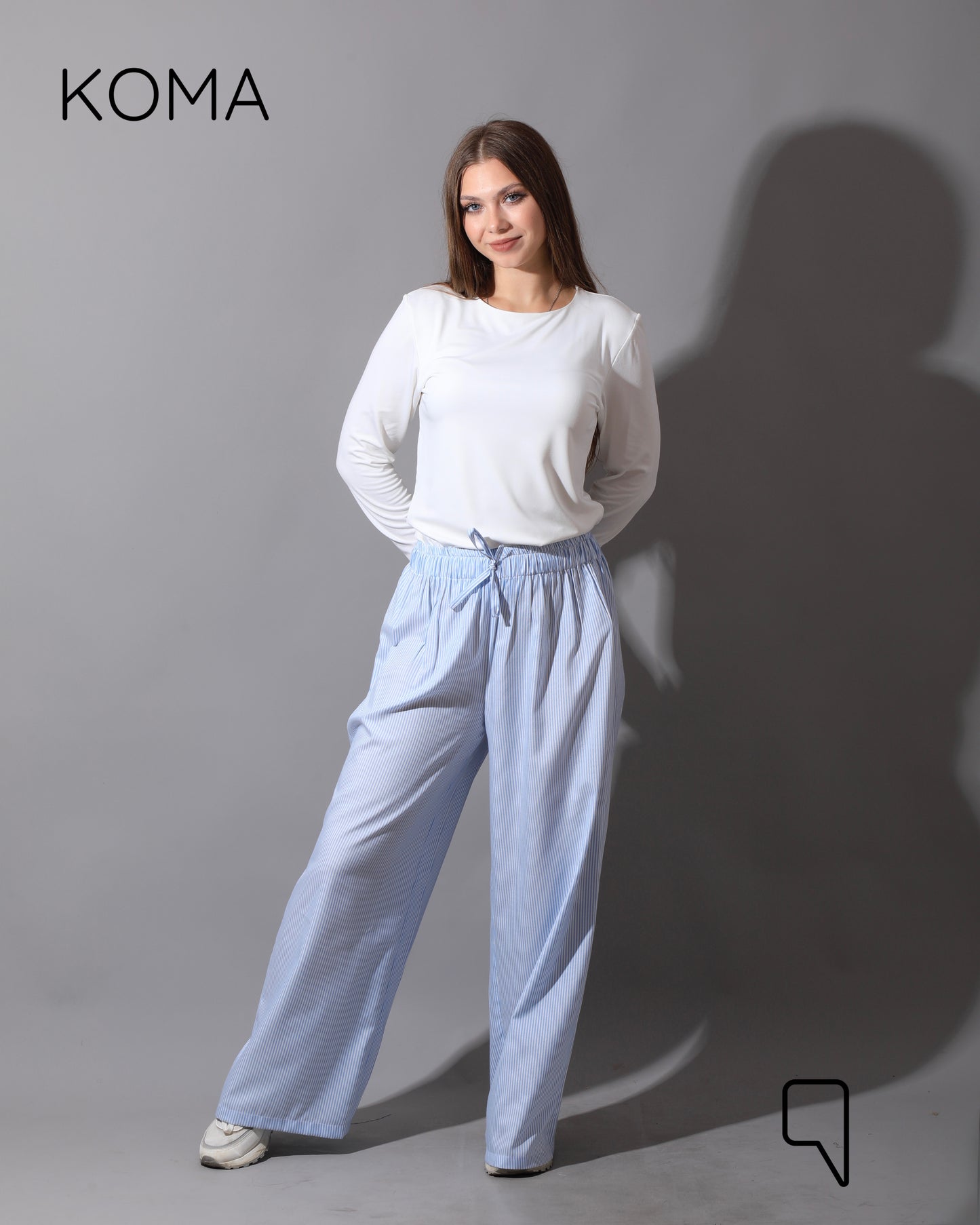 Striped Straight Leg trousers - Striped Baby Blue