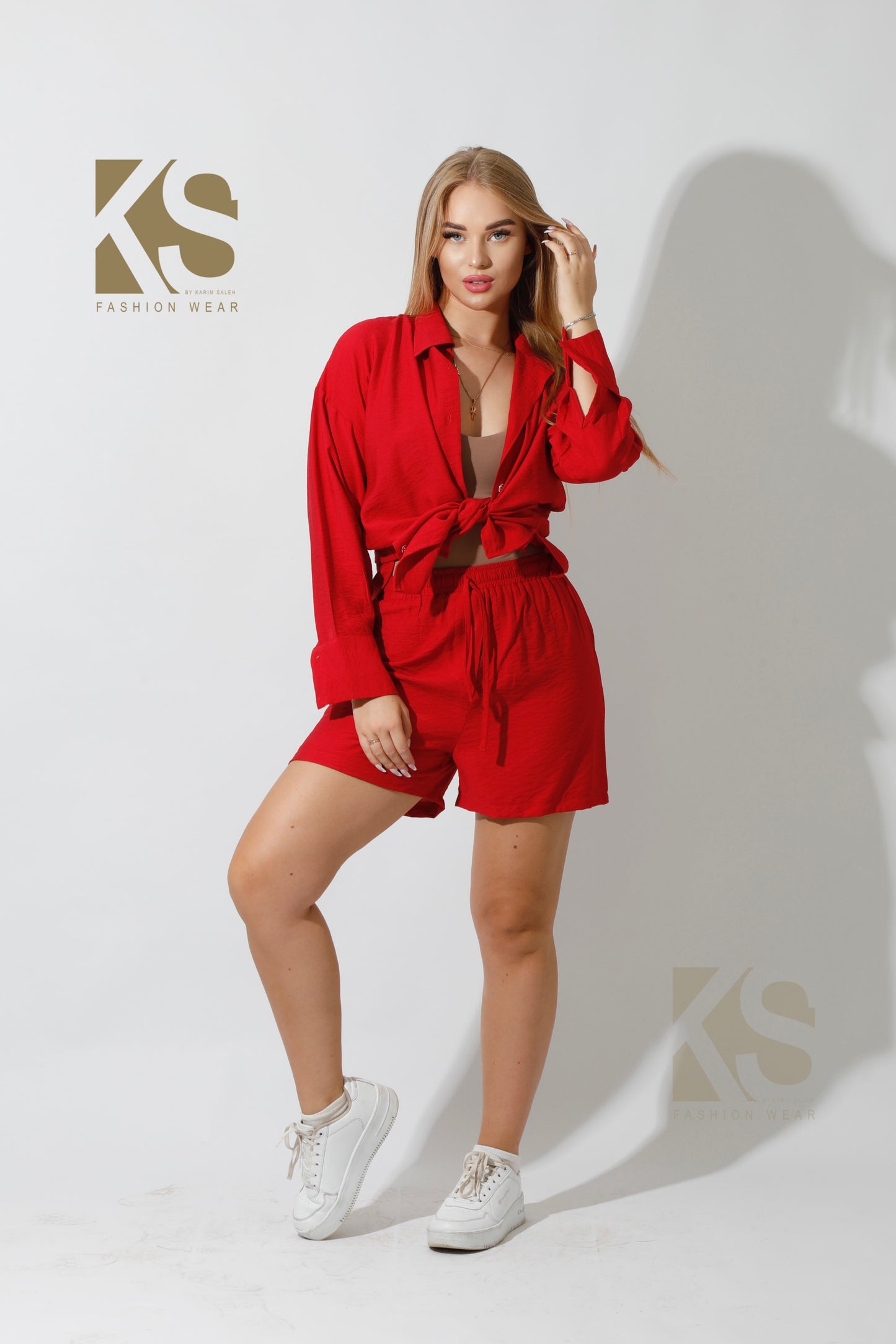 Lose Fit Shirt & Shorts Set - Red