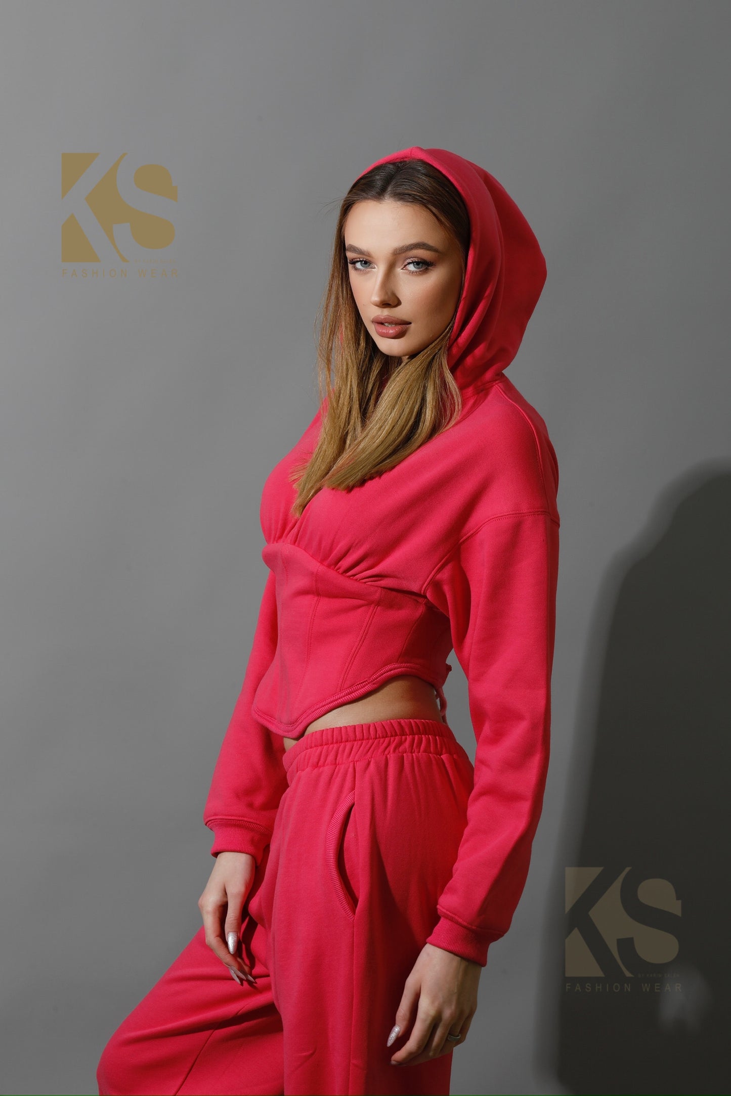Corset Hoodie Set - Barbie Pink